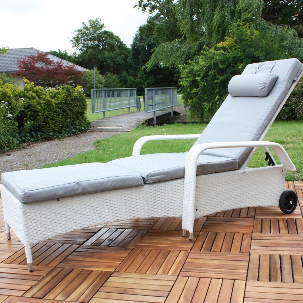 Feel2Home Gartenliege Sonnenliege Polyrattan Gartenlounge Liegestuhl Balkon versch. Farben, Mehrfach verstellbar