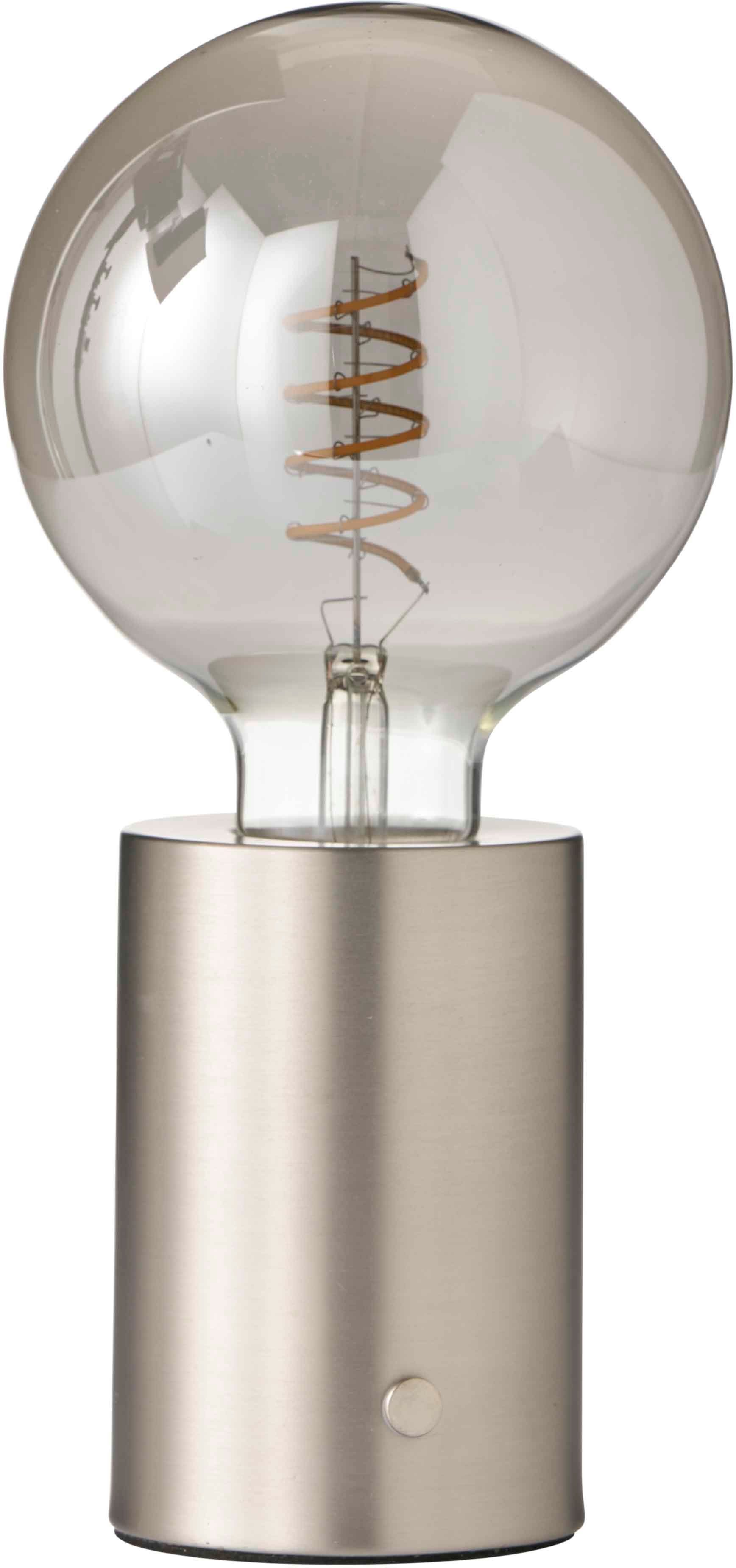Northpoint Nachttischlampe LED Akku Tischlampe Tischleuchte Edison Glühbirne mit Glühdraht Stahl dunkle Birne