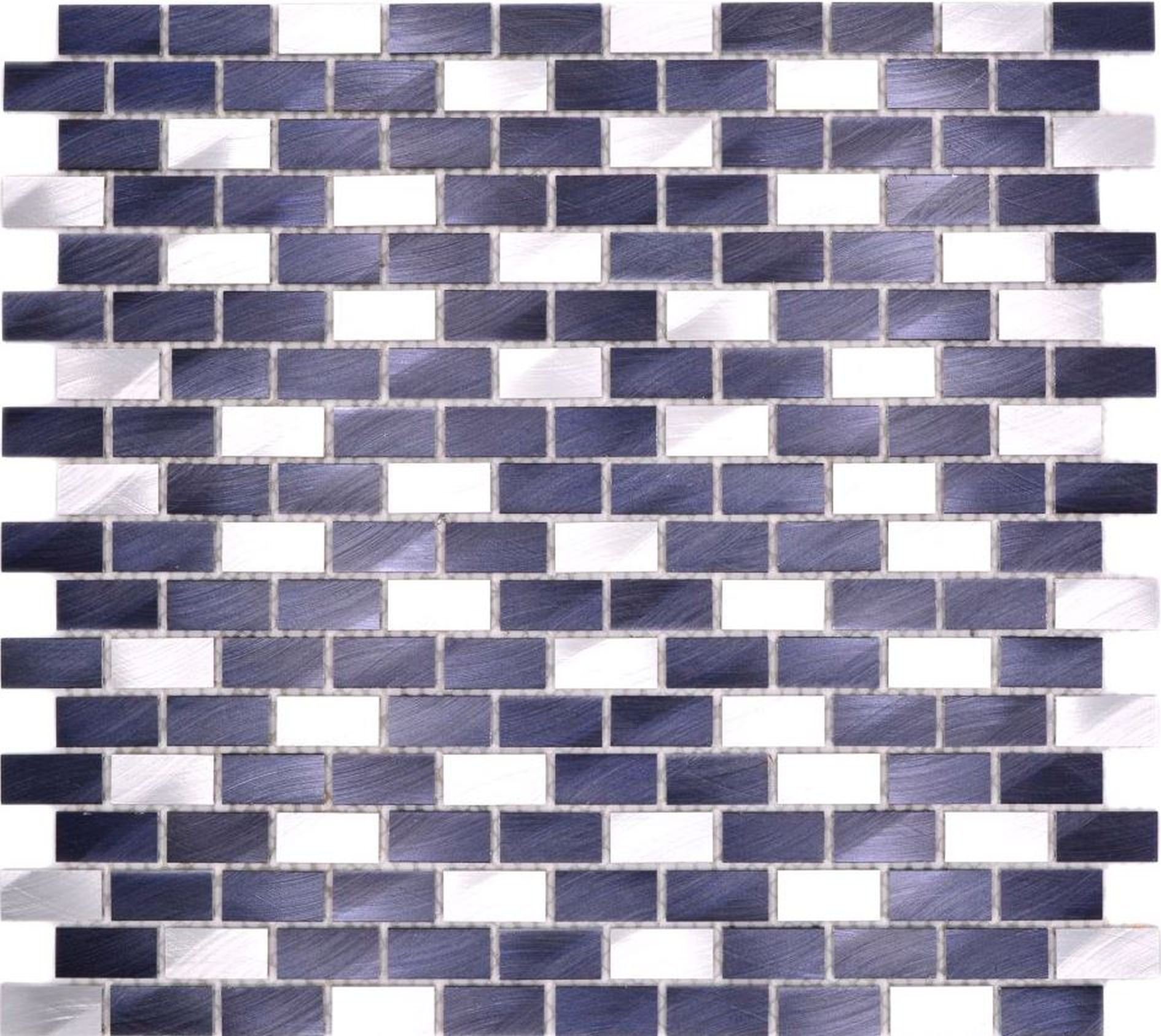 Mosani Mosaikfliesen Mosaik Fliese Aluminium Brick schwarz Fliesenspiegel Küchenwand | Fliesen