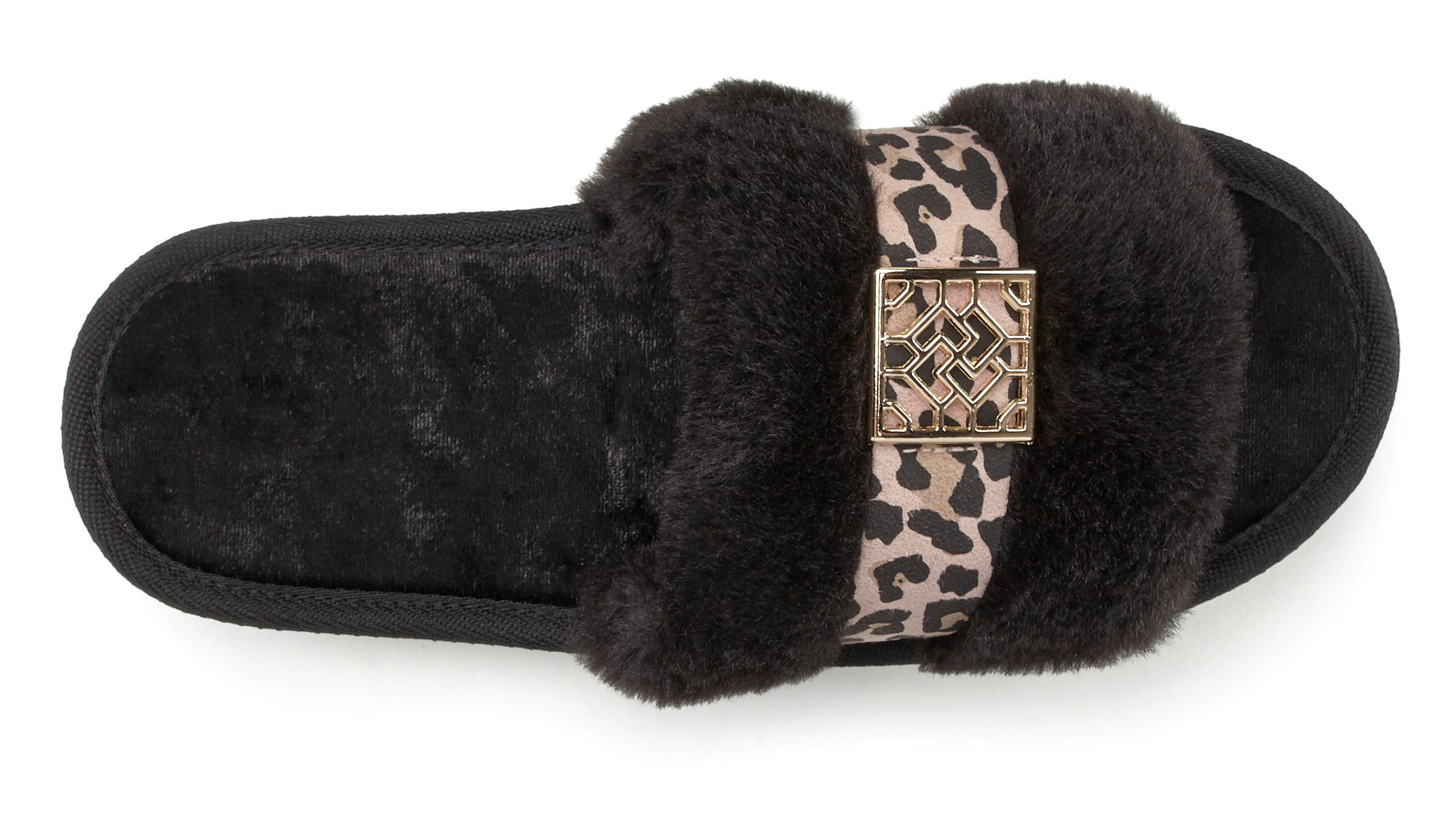 Vivance Dreams by Lascana Hausschuh, Plüschhausschuh, Pantolette mit kuscheligem Fellimitat und Animal-Print VEGAN