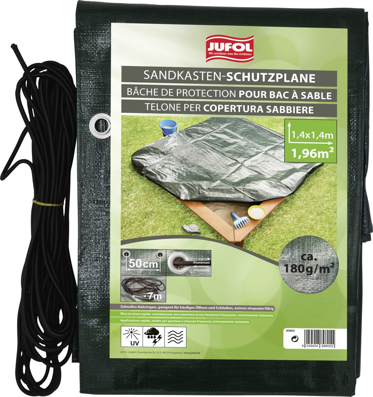 Jufol Sandkasten Jufol Abdeckplane für Sandkasten 1,4 x 1,4 m =