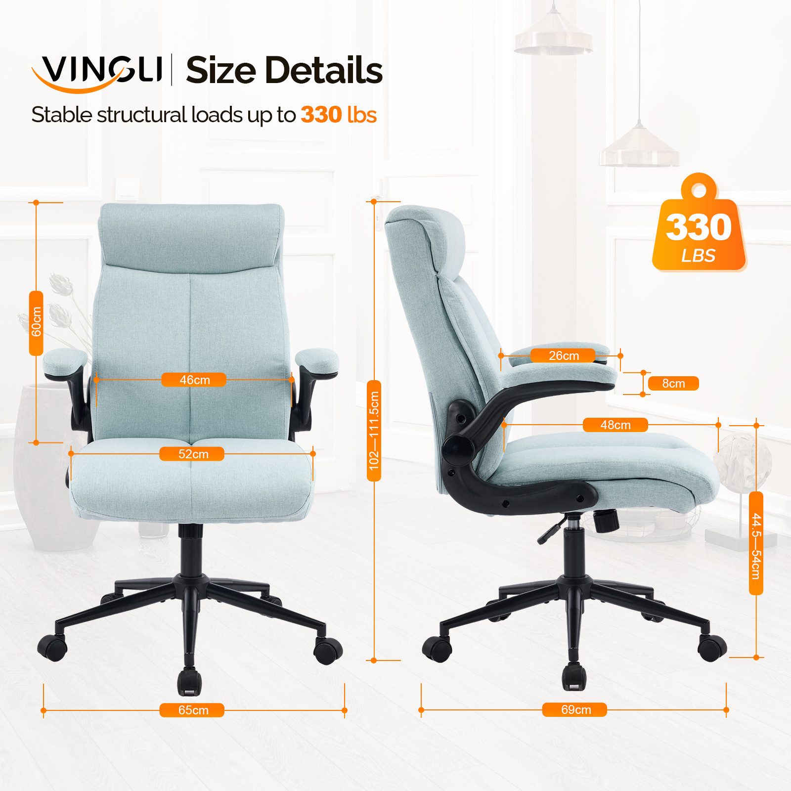 VINGLI Bürostuhl Ergonomischer Schreibtischstuhl mit hochklappbarer günstig online kaufen