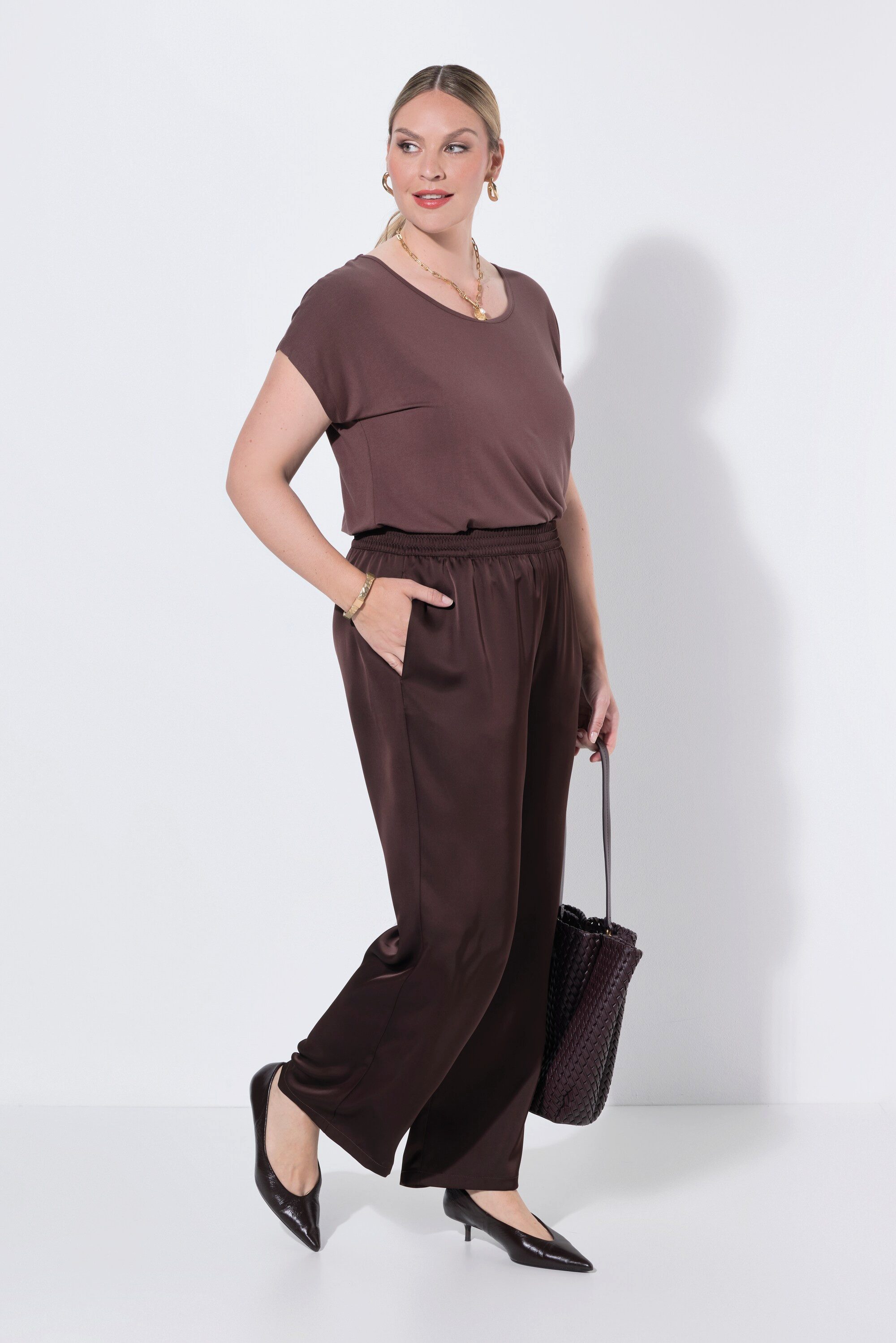 MIAMODA Funktionshose Satin-Hose weites Bein Elastikbund
