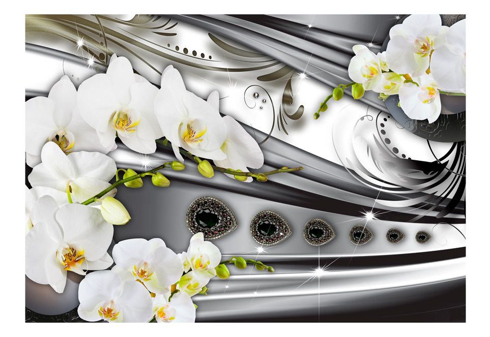 KUNSTLOFT Vliestapete Floral Elegance 3.5x2.45 m, halb-matt, lichtbeständige Design Tapete