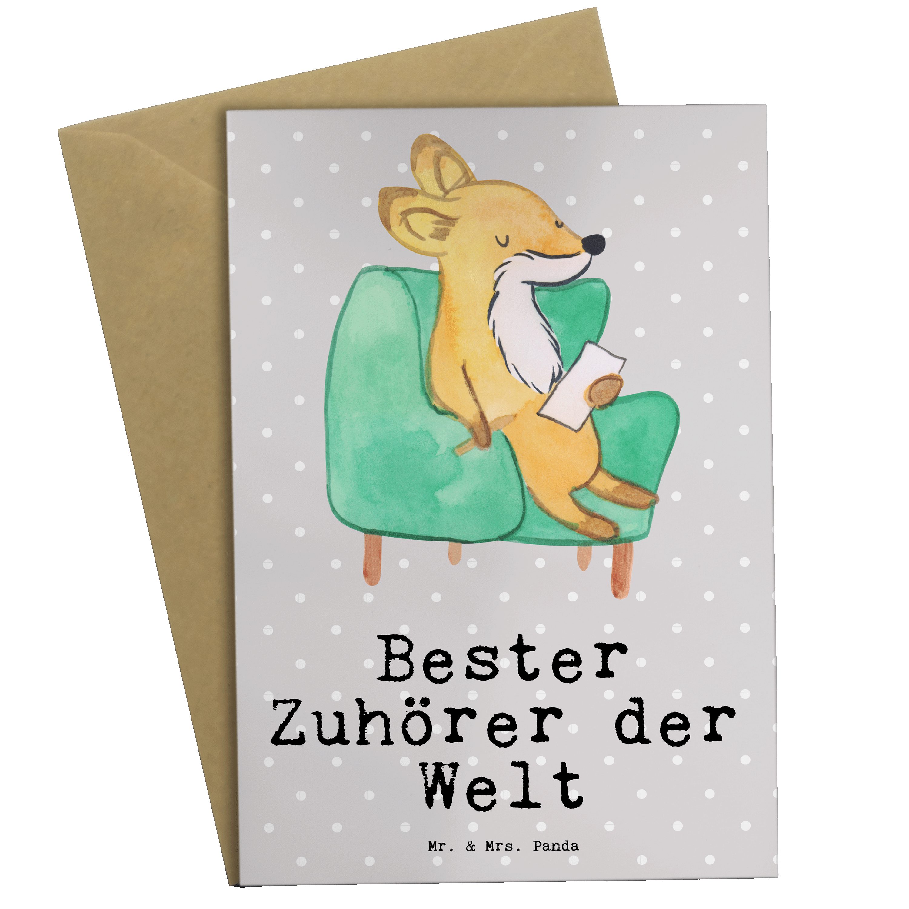 Mr. Panda Hochz der - Karte, & - Zuhörer Bester Mrs. Grußkarte Geschenk, Welt Grau Fuchs Pastell