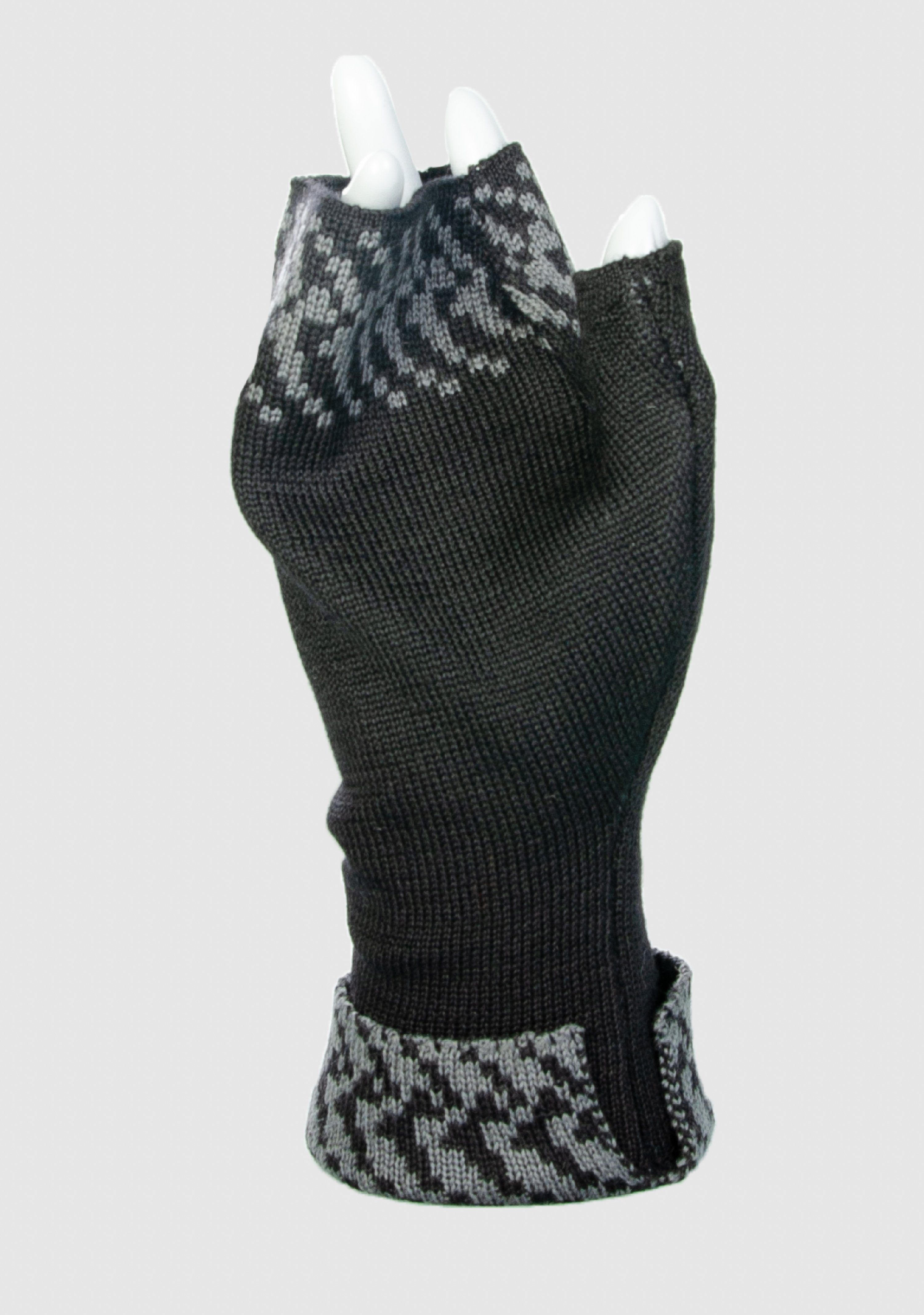 Handwärmer Pixel Merino aus fashion schwarz_graphit slow LANARTO Merino in Farben 100% vielen extrasoft Strickhandschuhe