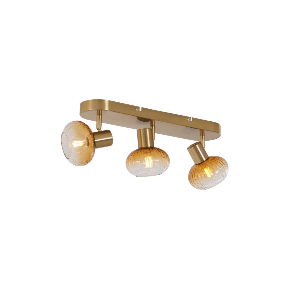 Qazqa LED Aufbaustrahler Teddy, ohne Leuchtmittel, E14, Gold, Modern, Metall, 3-flammig