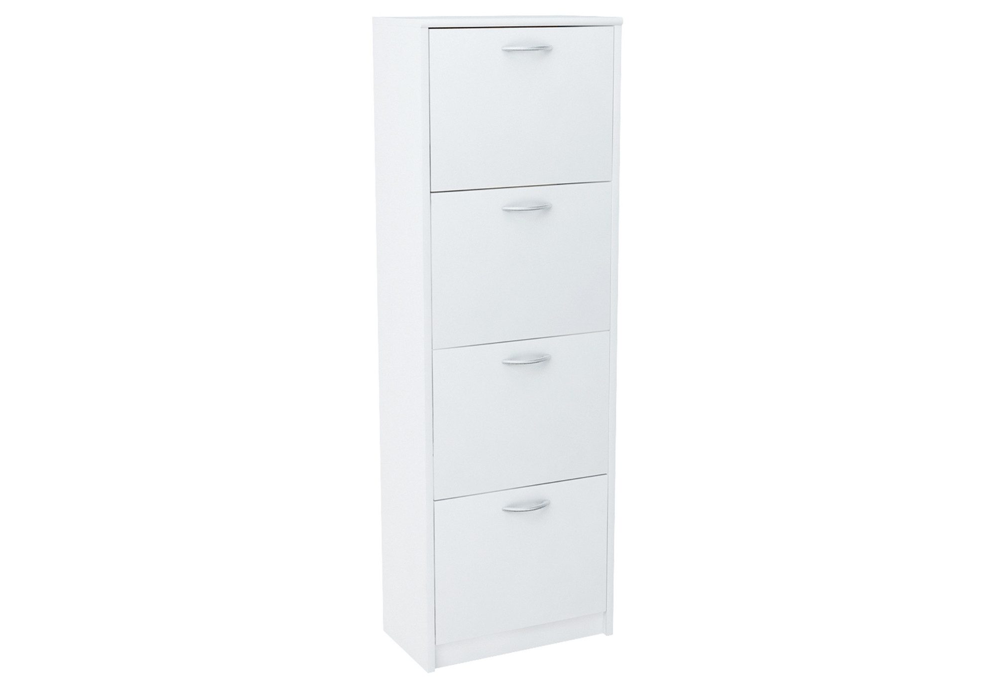 Home Collective Schuhschrank mit 4 aufklappbaren Schubladen, Schuhregal mit 4 Fächern 50 cm breit (platzsparende Schuhaufbewahrung, laminierte Platte) weiche abgerundete Kanten, matte Oberfläche, weiß