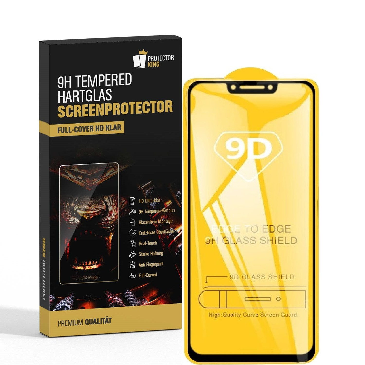 Protectorking Smartphone-Halterung 1x FULL COVER 9H Hartglas Schutzglas HD-KLAR, (1-Stück, Hoch Quailitative Temperiertes 9H Panzerglas HD ULTRA KLAR)