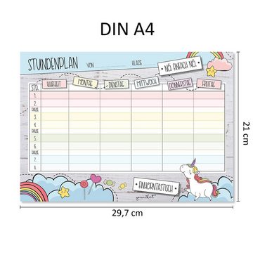 younikat Schülerkalender Einhorn Stundenplan mit magnetischer Rückseite I Abwischbar I DIN A4