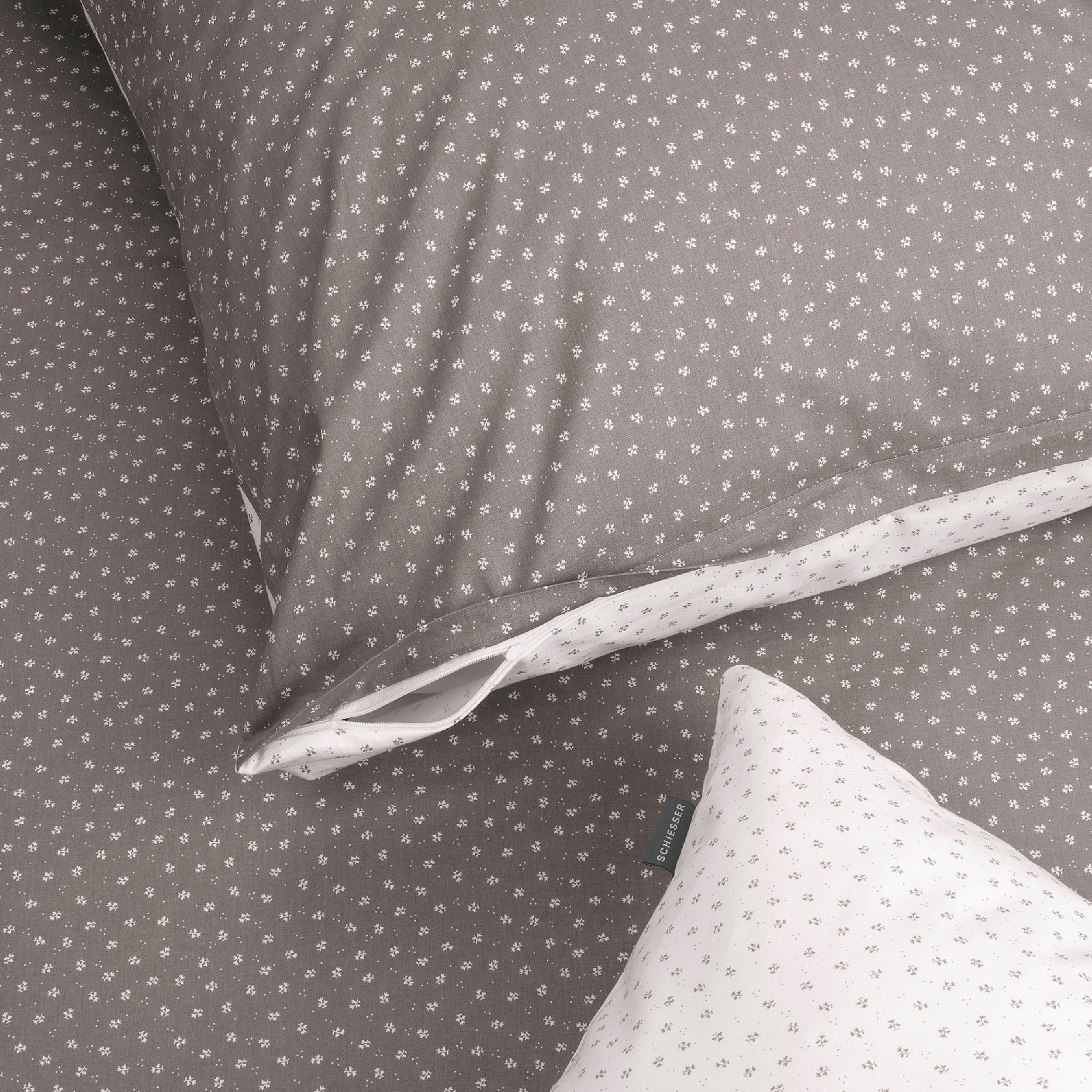 Schiesser Bettwäsche Millie aus weicher Baumwolle mit filigranen Blüten, Renforcé, 2 teilig, MADE IN GREEN by OEKO-TEX®