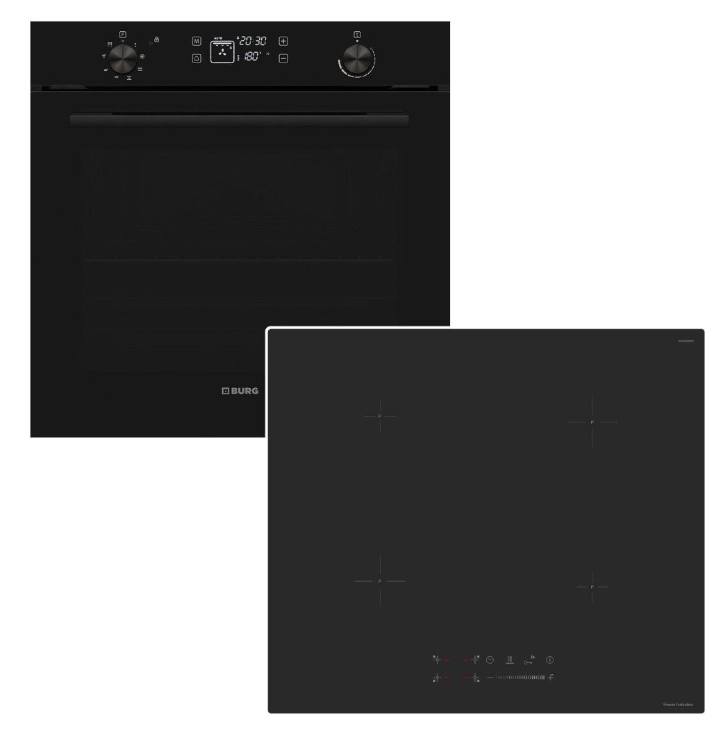 VESTEL Backofen-Set Pyrolyse visioTouch+keenberk Induktionskochfeld Booster MattBlack NEU, Pyrolyse-Selbstreinigung
