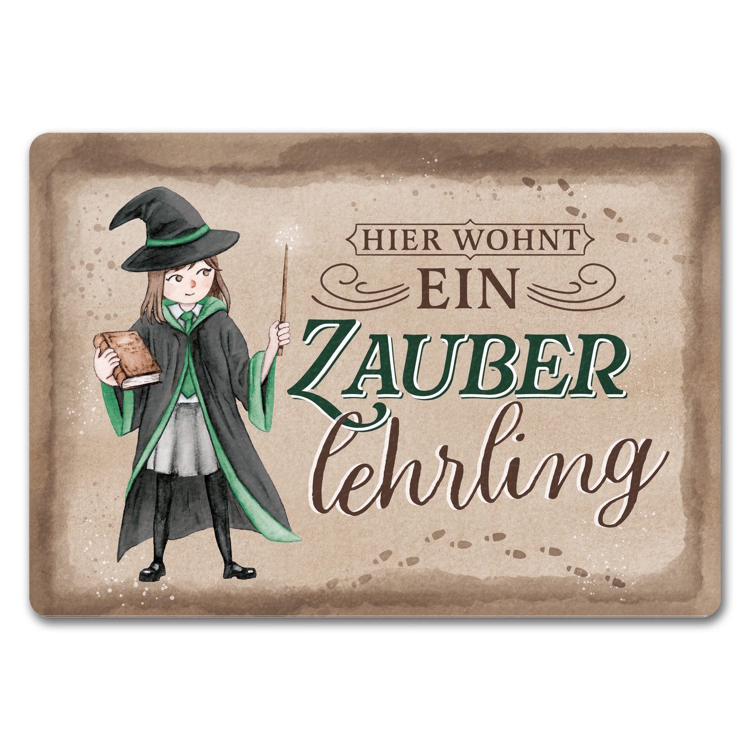 Fußmatte Zauberlehrling Fußmatte in 35x50 cm ohne Rand mit Zauberschülerin