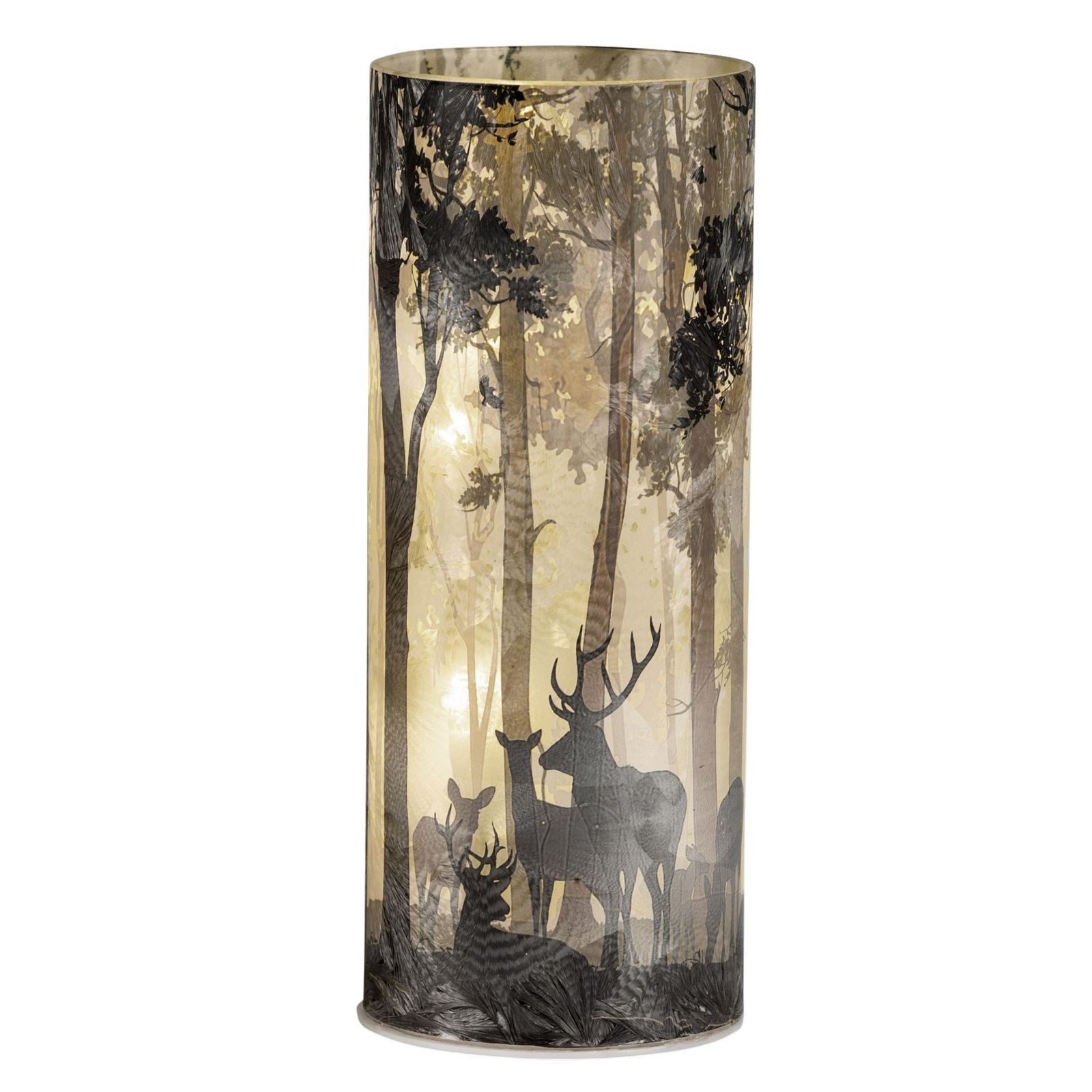 formano LED Dekolicht LED Deko Licht Winterdeko Leuchtglas mit Hirschmotiv mattes Glas 20cm, LED fest integriert