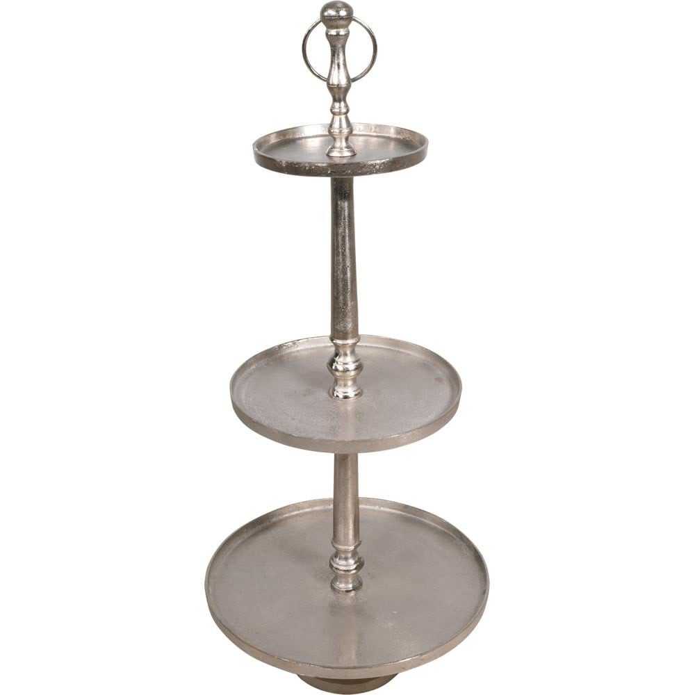 Lesli Living Dekoetagere Etagere BRUSH 3 Etagen Aluminium Nickel gebürstet ø41x89cm