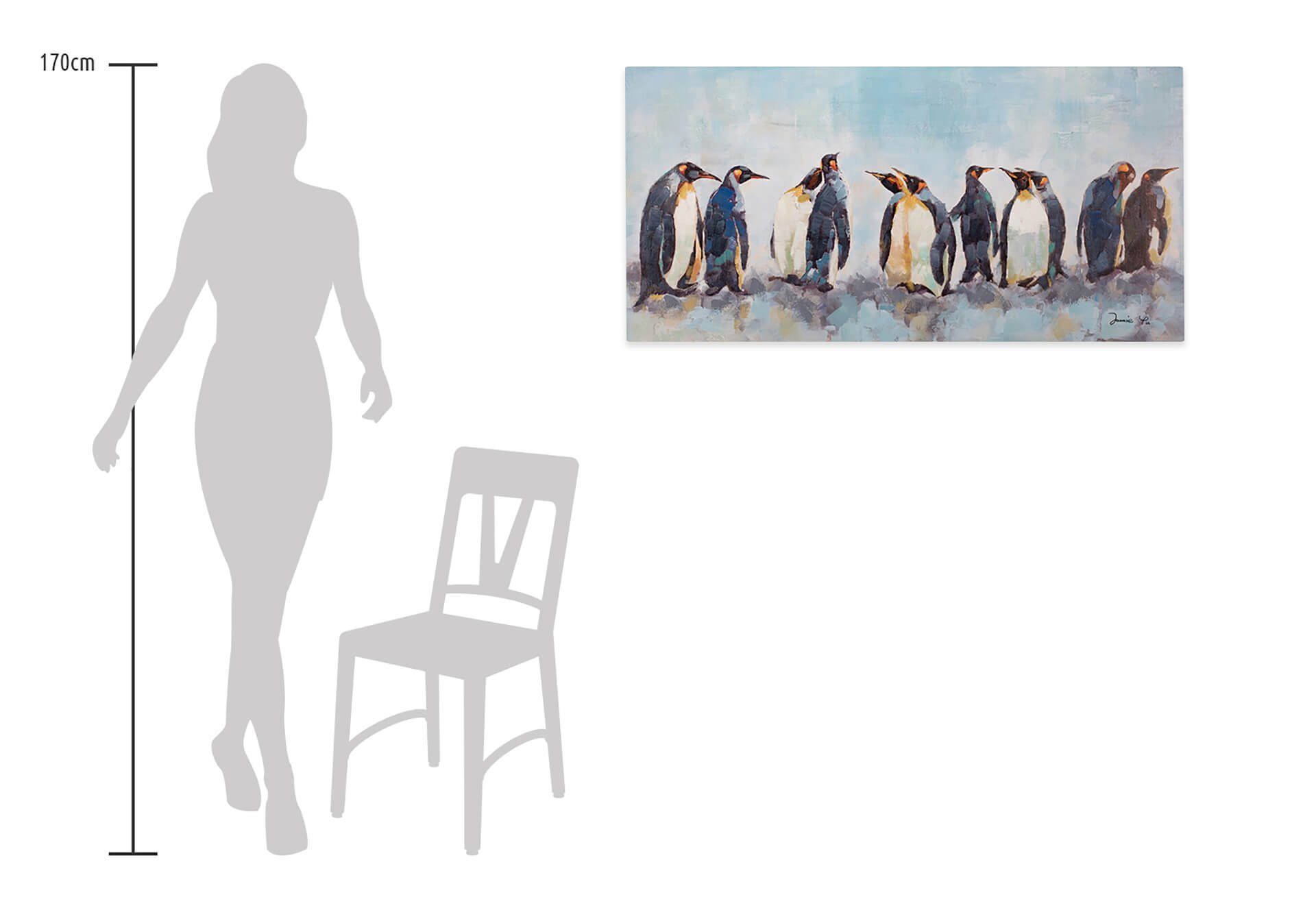 Pinguine Wandbild KUNSTLOFT Leinwandbild 120x60 HANDGEMALT Wohnzimmer Gemälde Kreis 100% der cm,