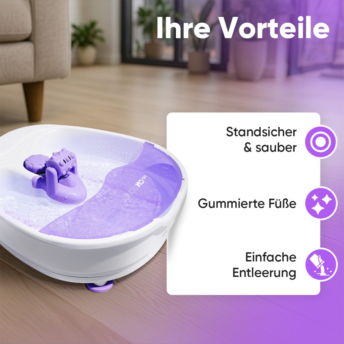 CLATRONIC Fußmassagegerät FM 3389, Fußbad mit Whirlpool-Effekt, Massage & Heizung – Bild 4 von 5