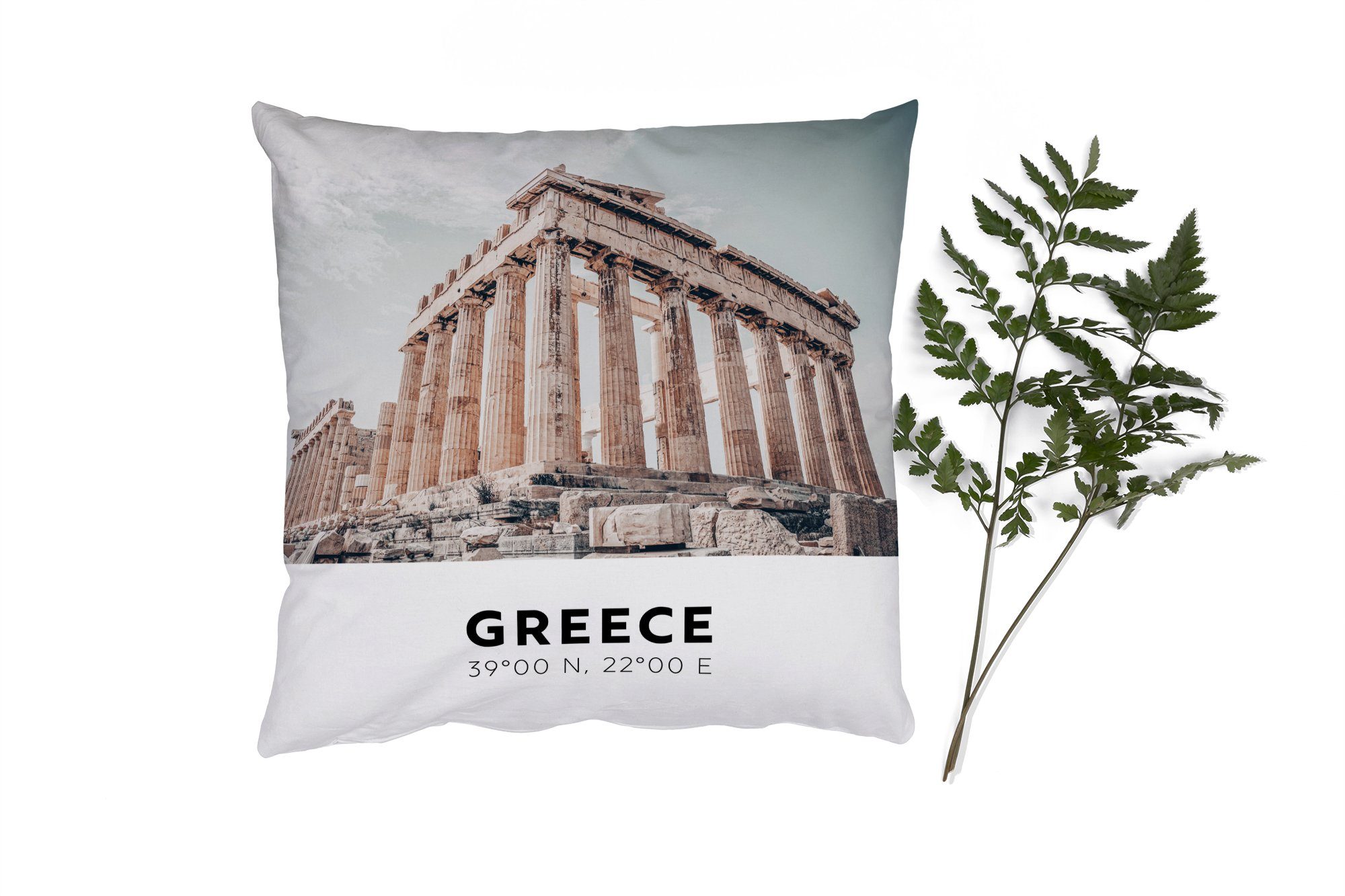 MuchoWow Dekokissen Griechenland - Athen - Tempel, Zierkissen mit Füllung für Wohzimmer, Schlafzimmer, Deko, Sofakissen