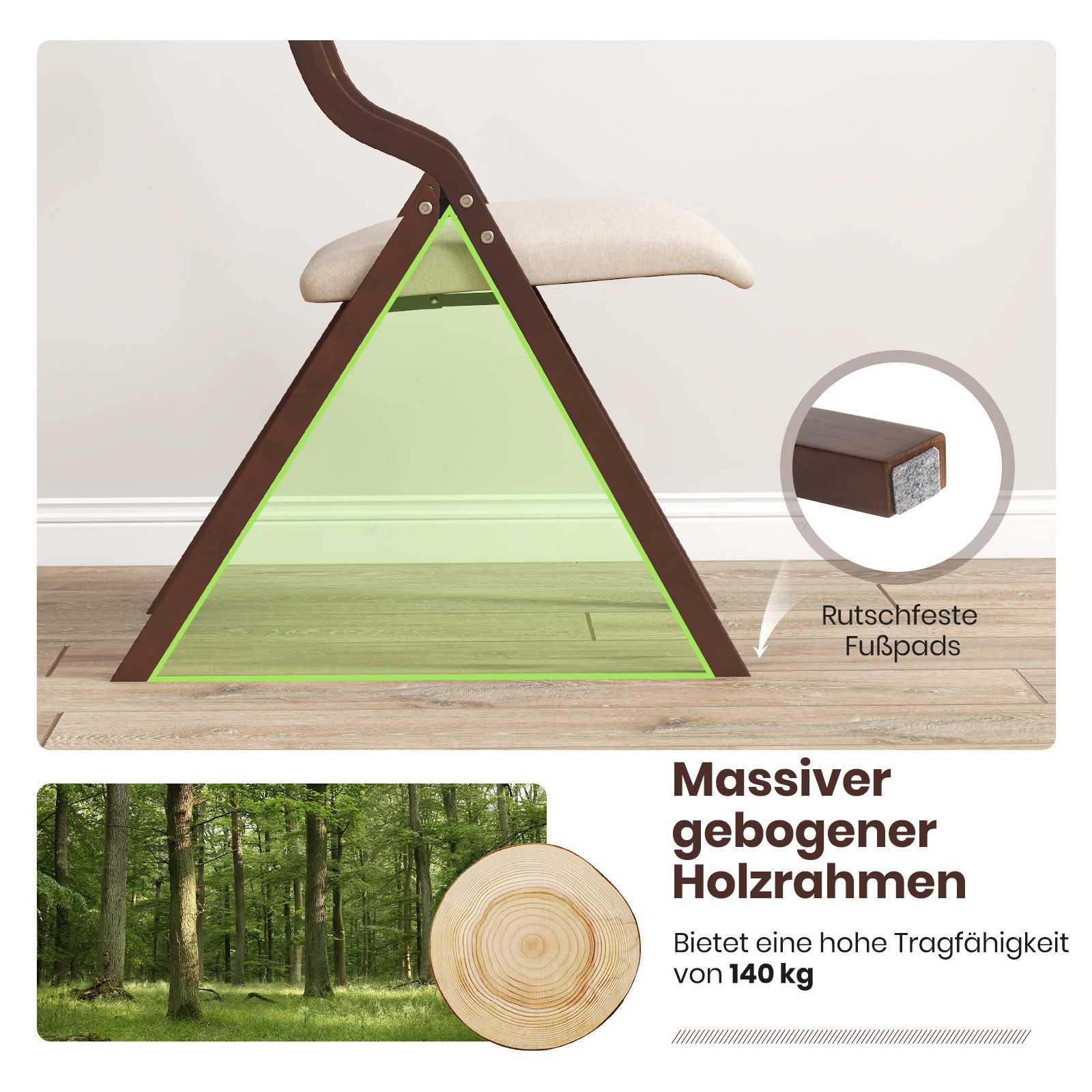 KOMFOTTEU Esszimmerstuhl (2er Set), küchenstühle klappbar, mit Holzrahmen