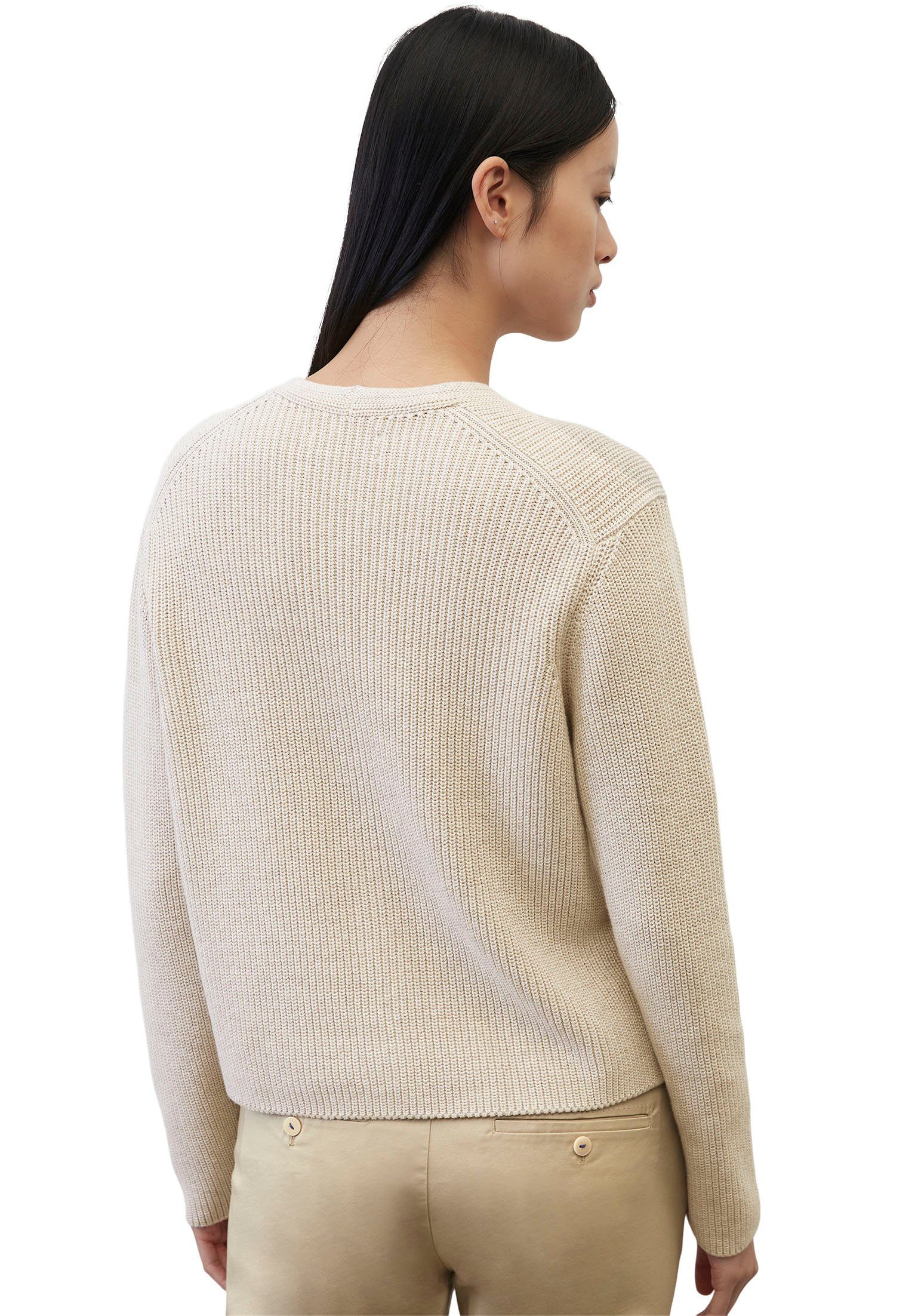 Marc O'Polo Strickjacke sand in meliert kurzer, Form gerader