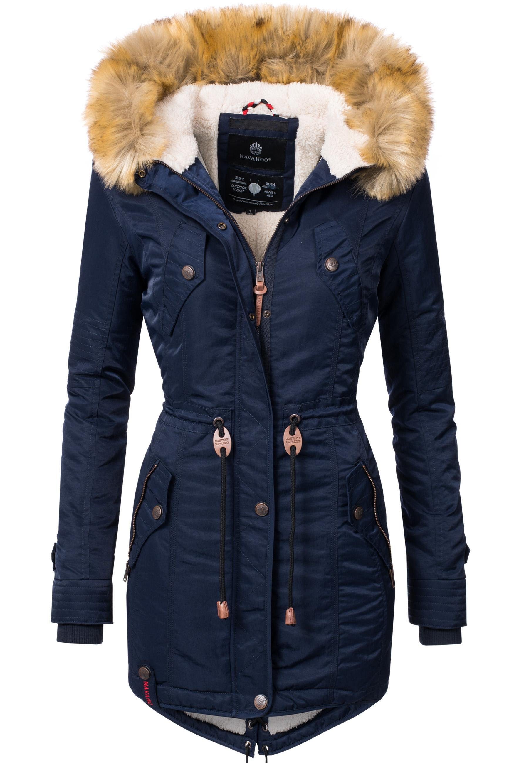 Navahoo Wintermantel La Viva hochwertiger Winterparka mit großem Kunstfell