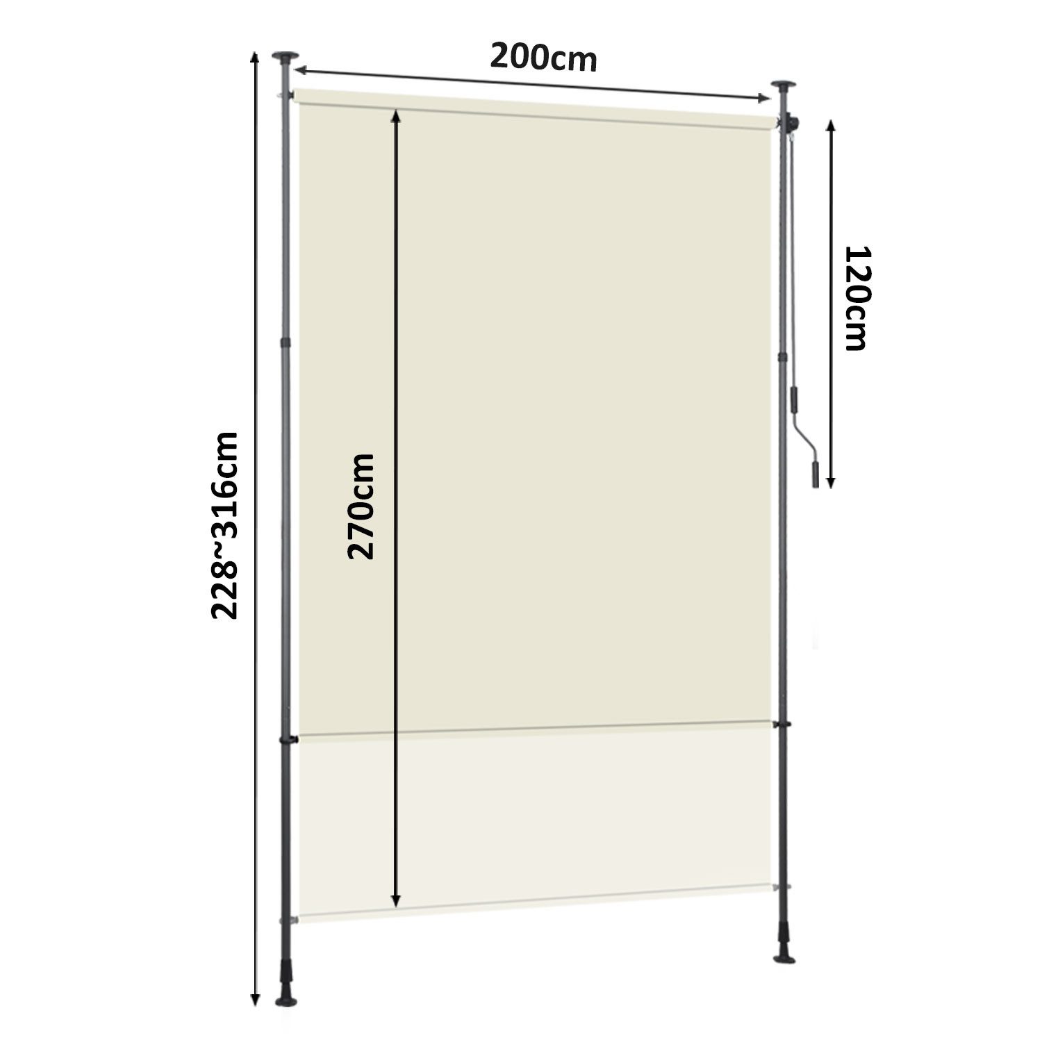 Clanmacy Senkrechtmarkise Klemmmarkise Ausziehbar BxH: 200x270cm günstig online kaufen