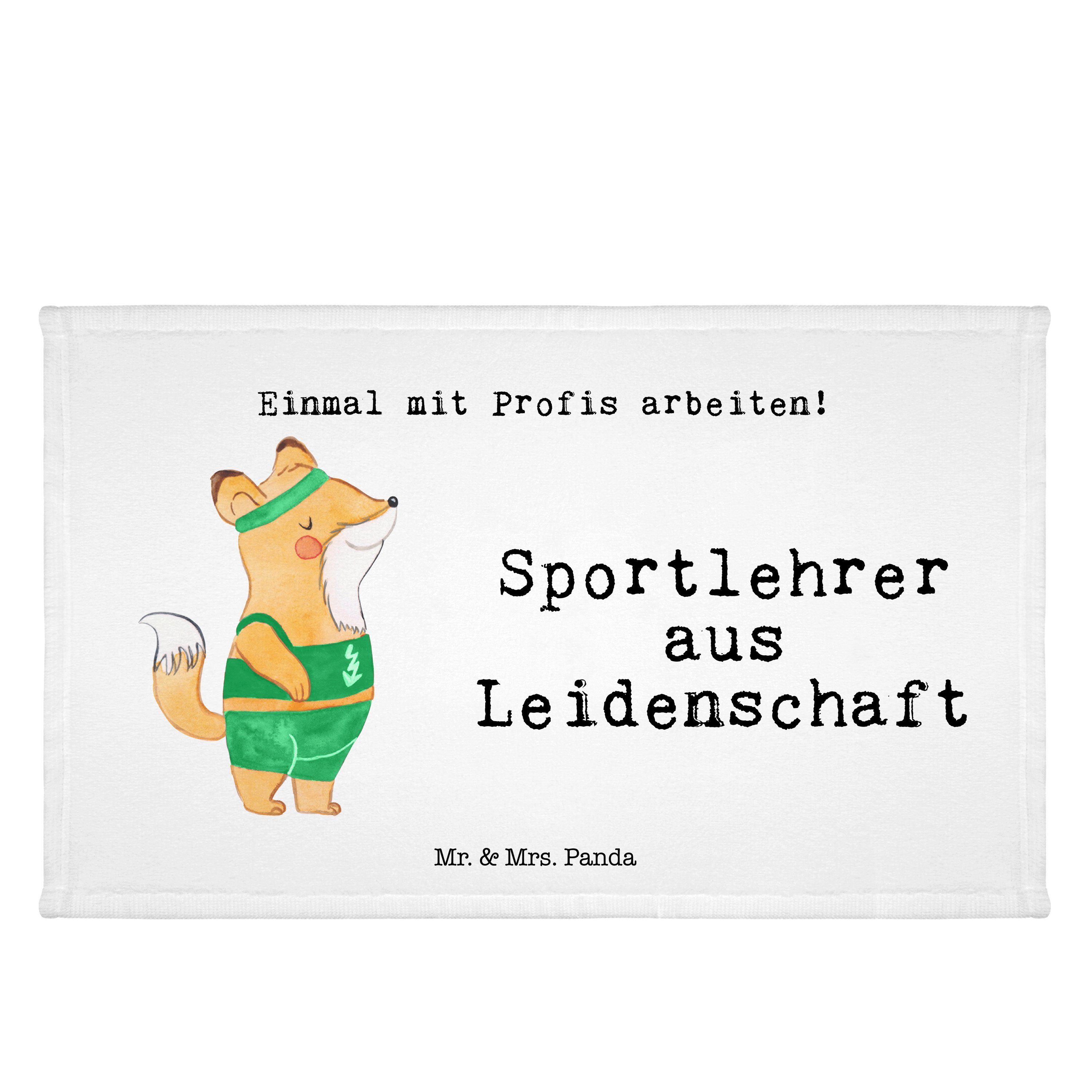 Mr. & Mrs. Panda Handtuch Sportlehrer aus Leidenschaft - Weiß - Geschenk, Gästetuch, Kinder Han, (1-St)