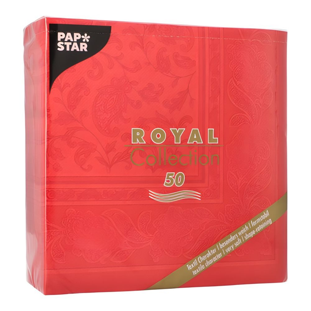 PAPSTAR Papierserviette 250 x Servietten ROYAL Collection 1/4-Falz 40 cm x 40 cm rot Ornaments