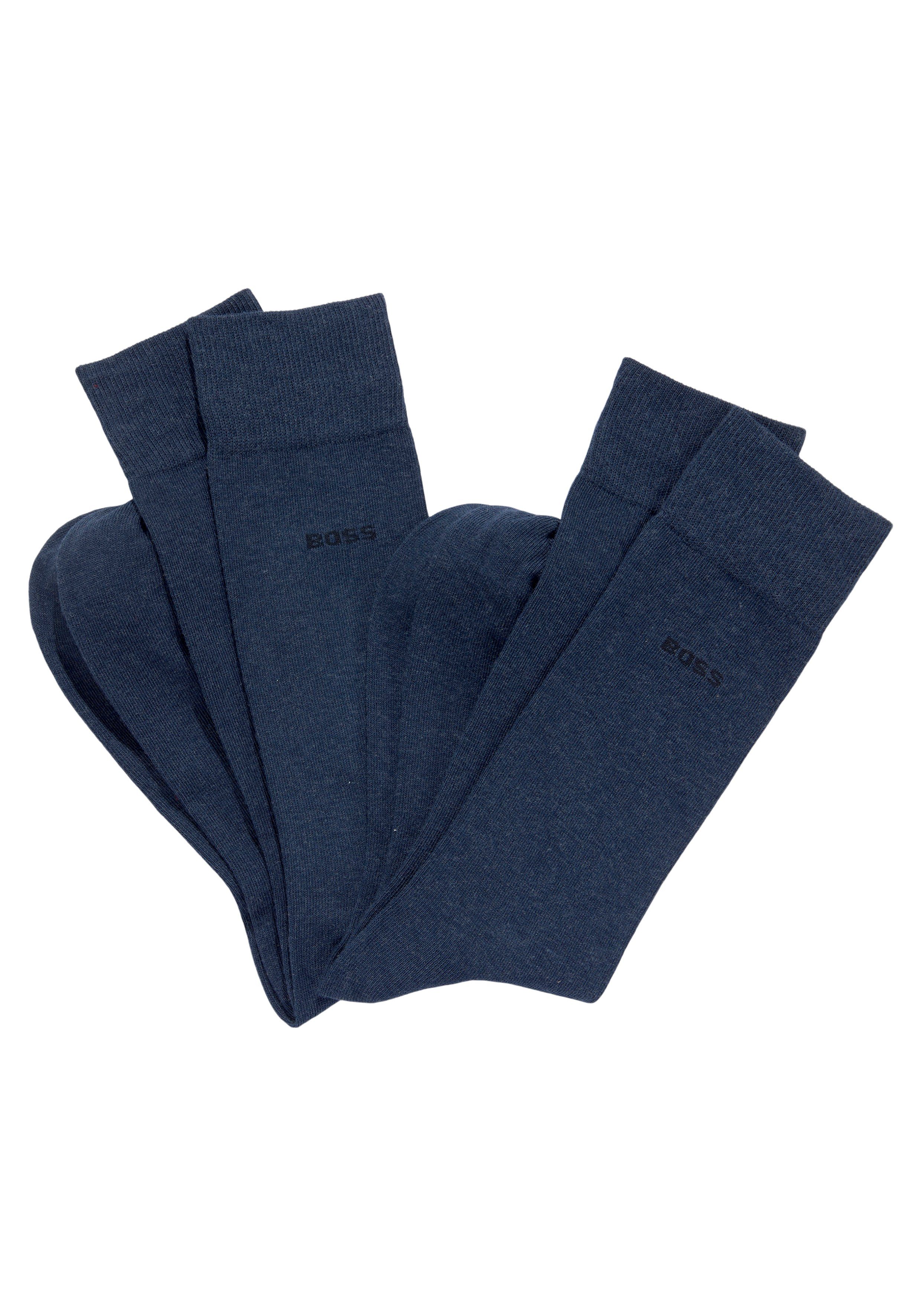 BOSS Businesssocken 2P RS Uni (Packung, 2-Paar, 2er Pack) mit eingestricktem BOSS Logo-Schriftzug Open_Blue468