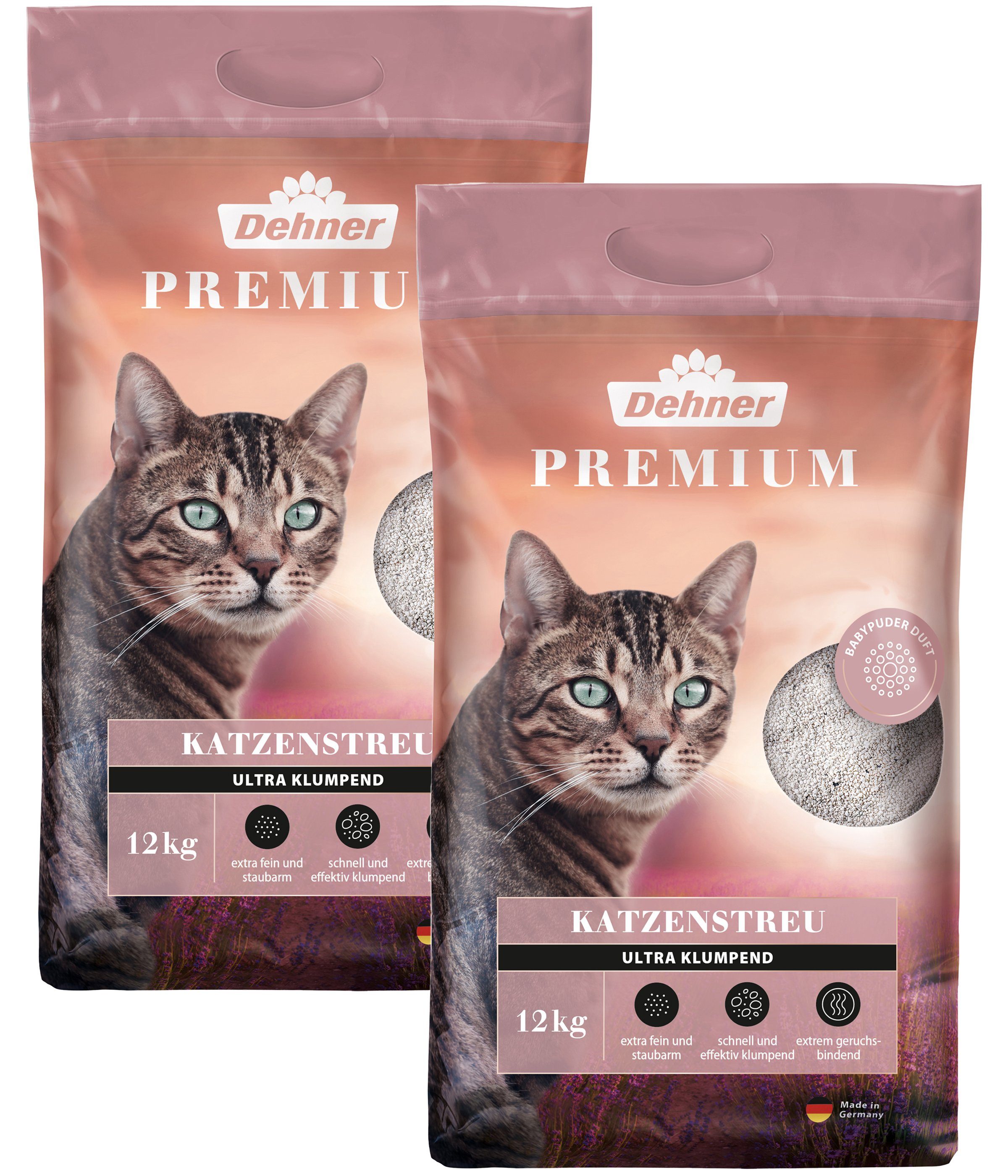 Katzenstreu Ultra mit Babypuder-Duft, klumpend, 100% Betonit