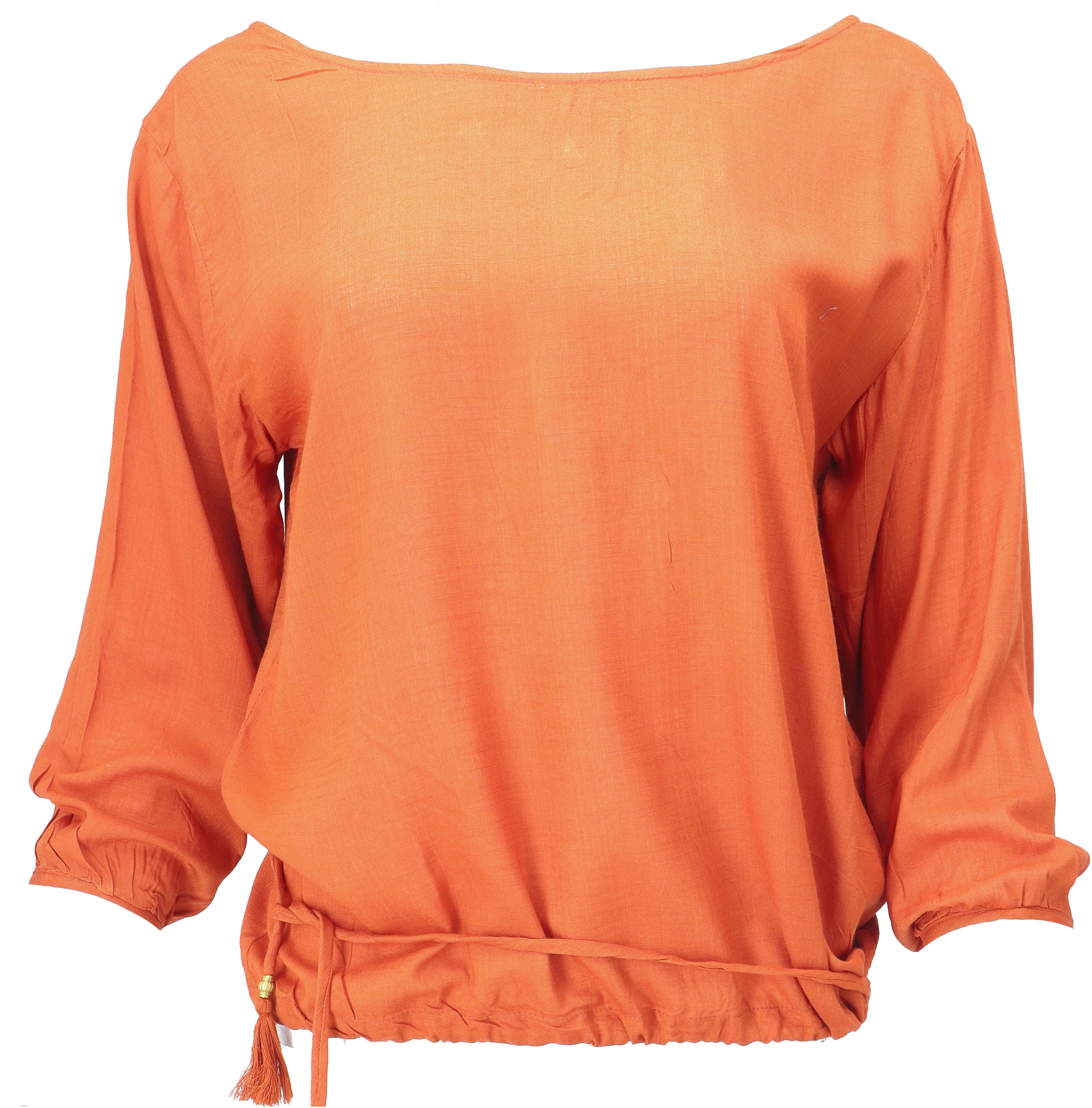 Guru-Shop Longbluse Langarm Boho Blusentop mit Kordelband -.. alternative B günstig online kaufen