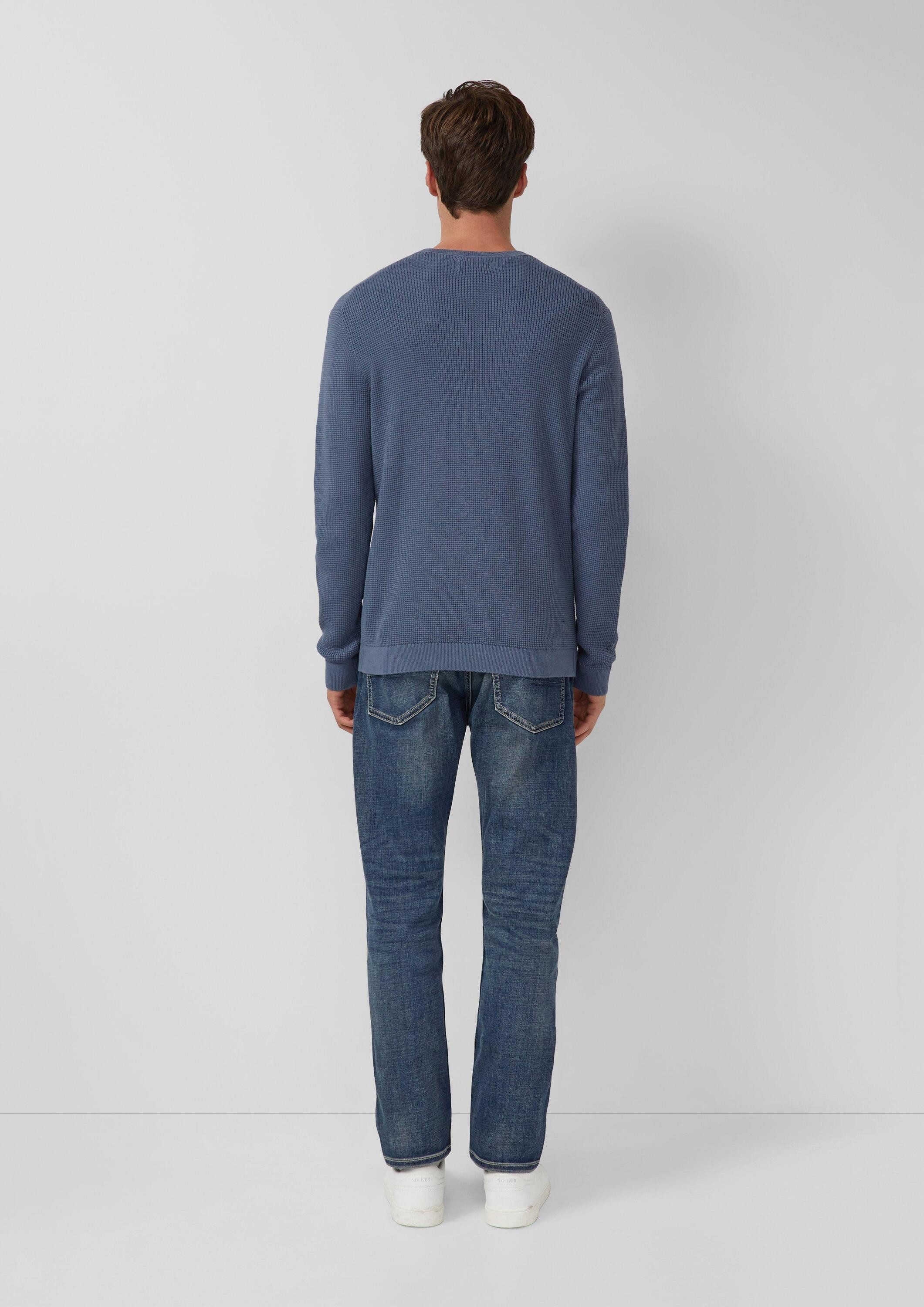 s.Oliver Longpullover Strickpullover Strukturmix-Pullover aus reiner Baumwolle