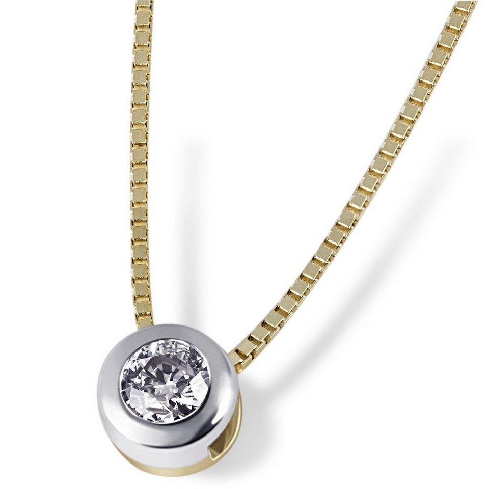 Ankerkette NEU Goldmaid Collier Halskette 375 Weißgold 11 Brillanten 0,08 ct