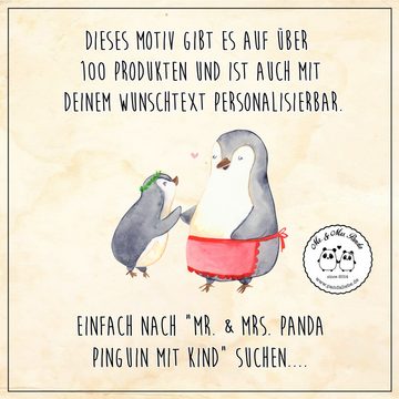 Mr. & Mrs. Panda Metallschild DIN A6 Pinguin mit Kind - Grau Pastell - Geschenk, Blechschild, Famil, (1 St)