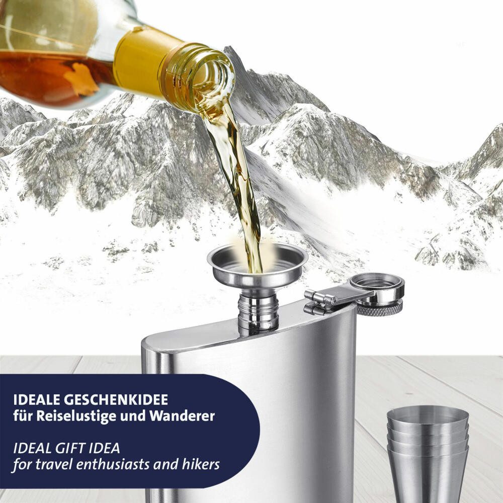 WESTMARK Flachmann mit Trichter, 236 ml »Delano« + 4 Mini-Becher