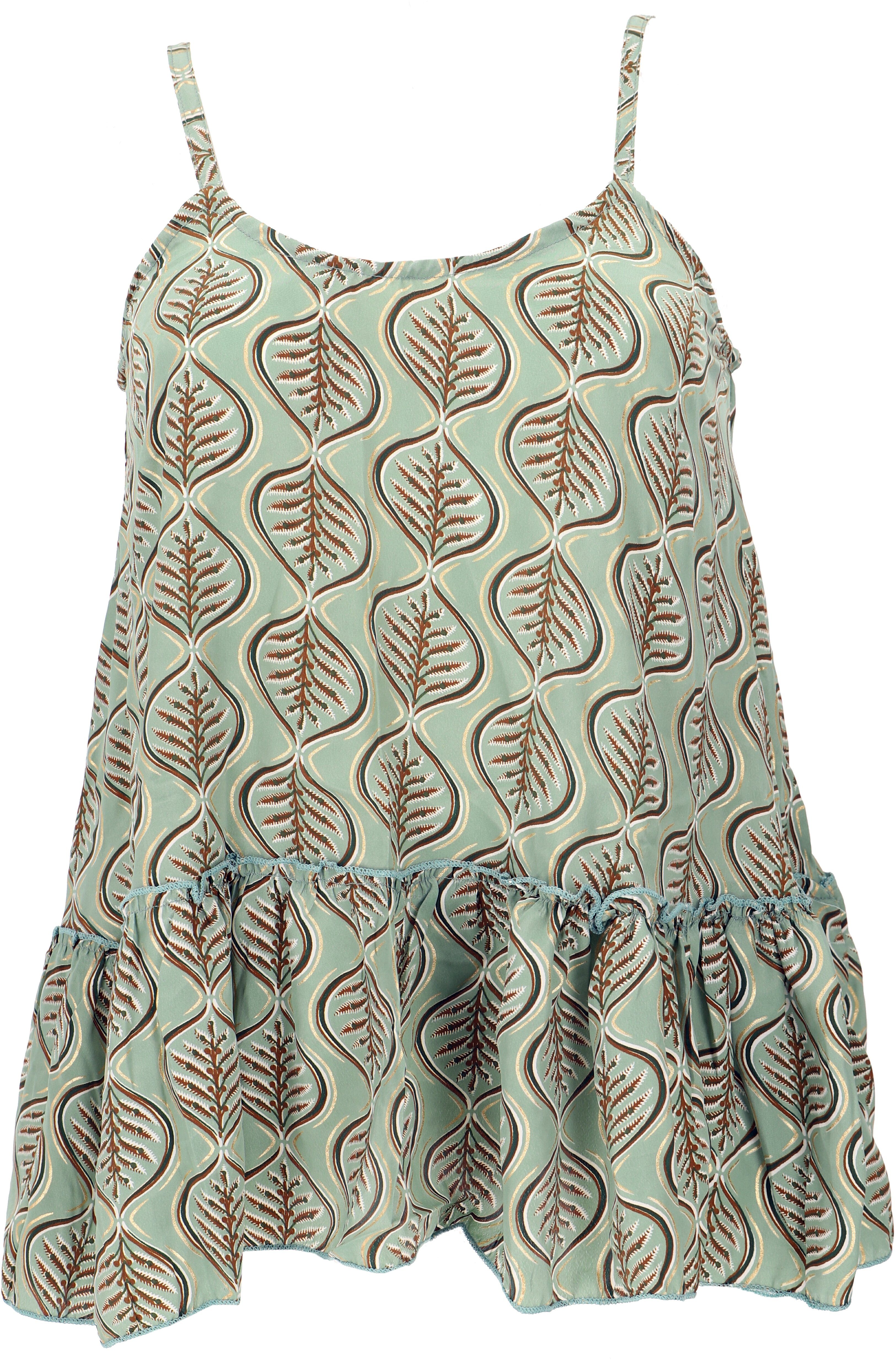 Guru-Shop T-Shirt Seidiges Boho Trägertop, luftiges Top, lockeres.. Festival, Ethno Style, alternative Bekleidung
