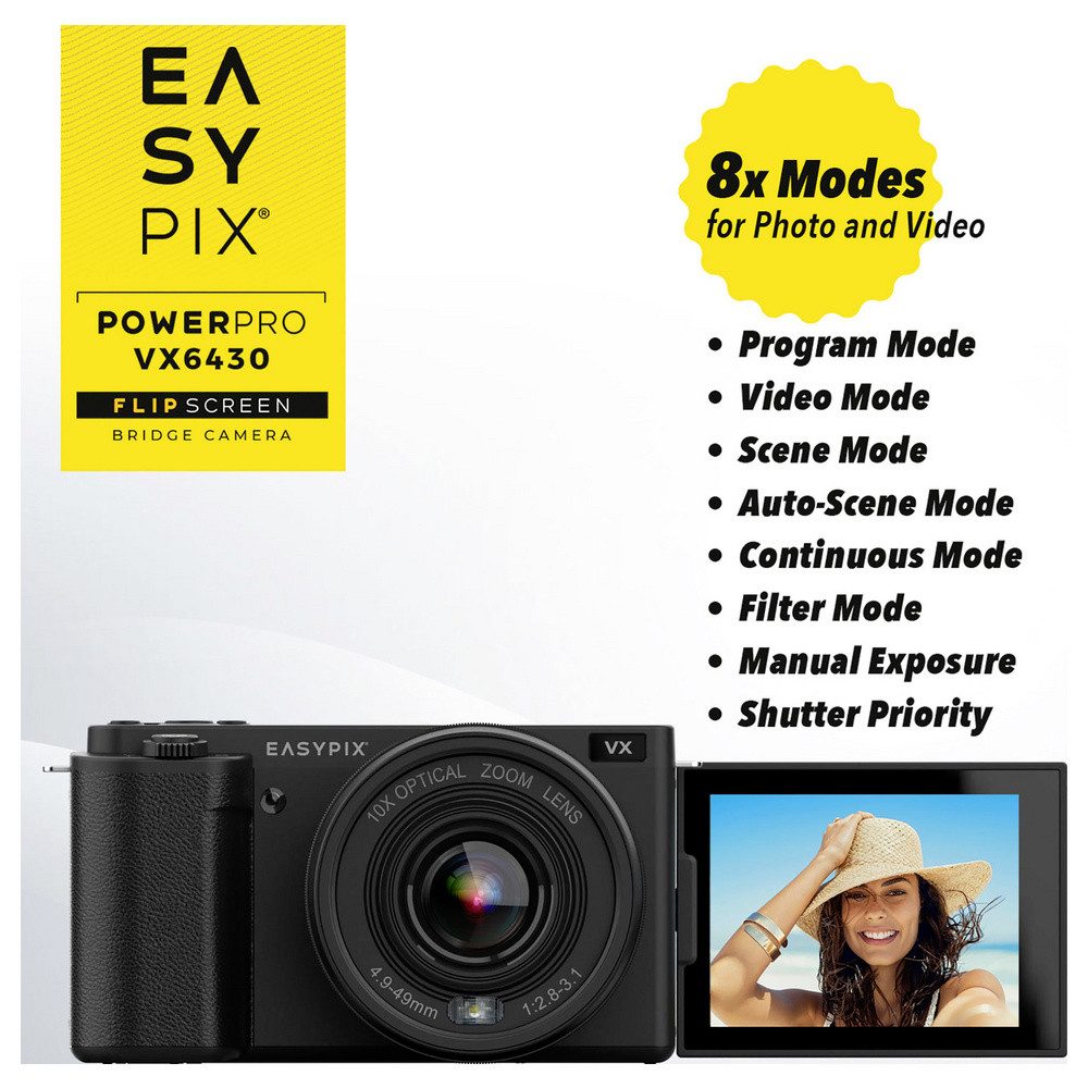 Easypix Easypix VX6430 Digitalkamera 64 Megapixel Opt. Zoom: 10 x Schwarz 4K- Kompaktkamera