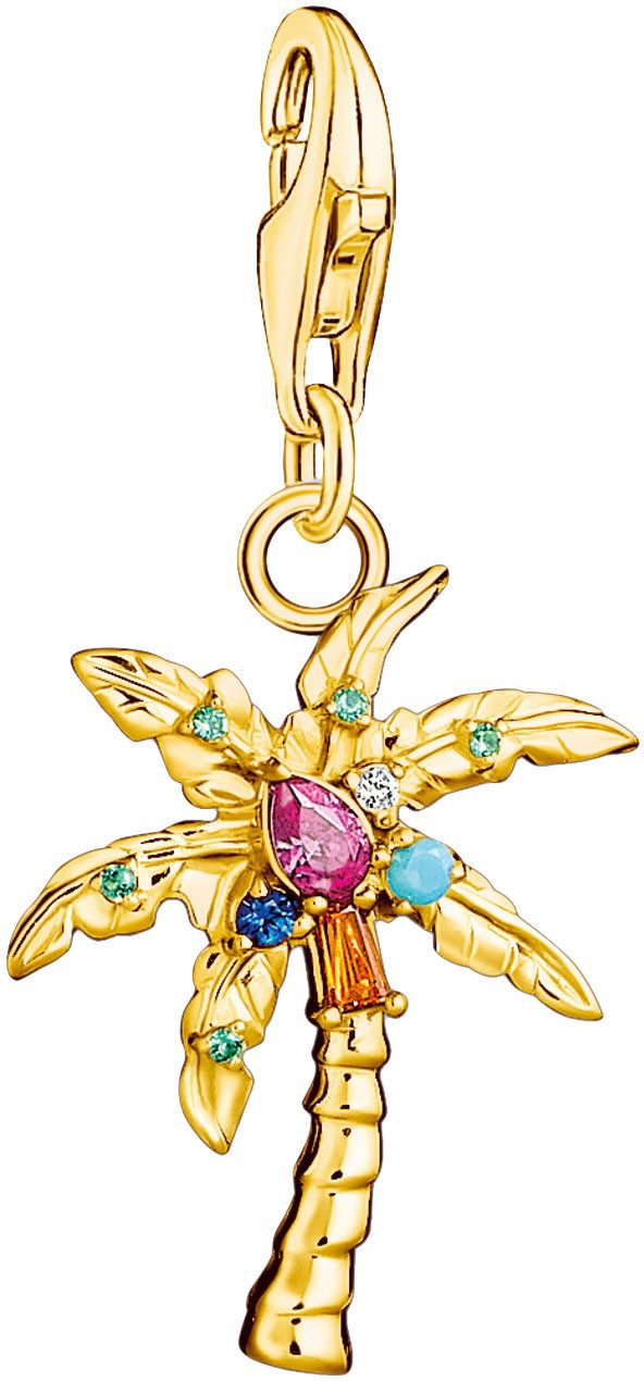 THOMAS SABO Charm-Einhänger Palme, mit Glas-Keramik Stein, Korund (synth), Zirkonia (synth)