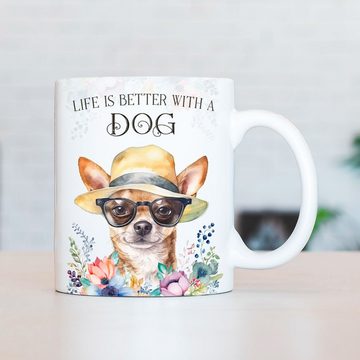 Cadouri Tasse CHIHUAHUA (Kurzhaar) - Kaffeetasse für Hundefreunde, Keramik, mit Hunderasse, beidseitig bedruckt, handgefertigt, Geschenk, 330 ml