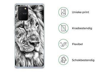 MuchoWow Handyhülle Porträt - Löwe - Schwarz und weiß, Phone Case, Handyhülle Samsung Galaxy S10 Lite, Silikon, Schutzhülle