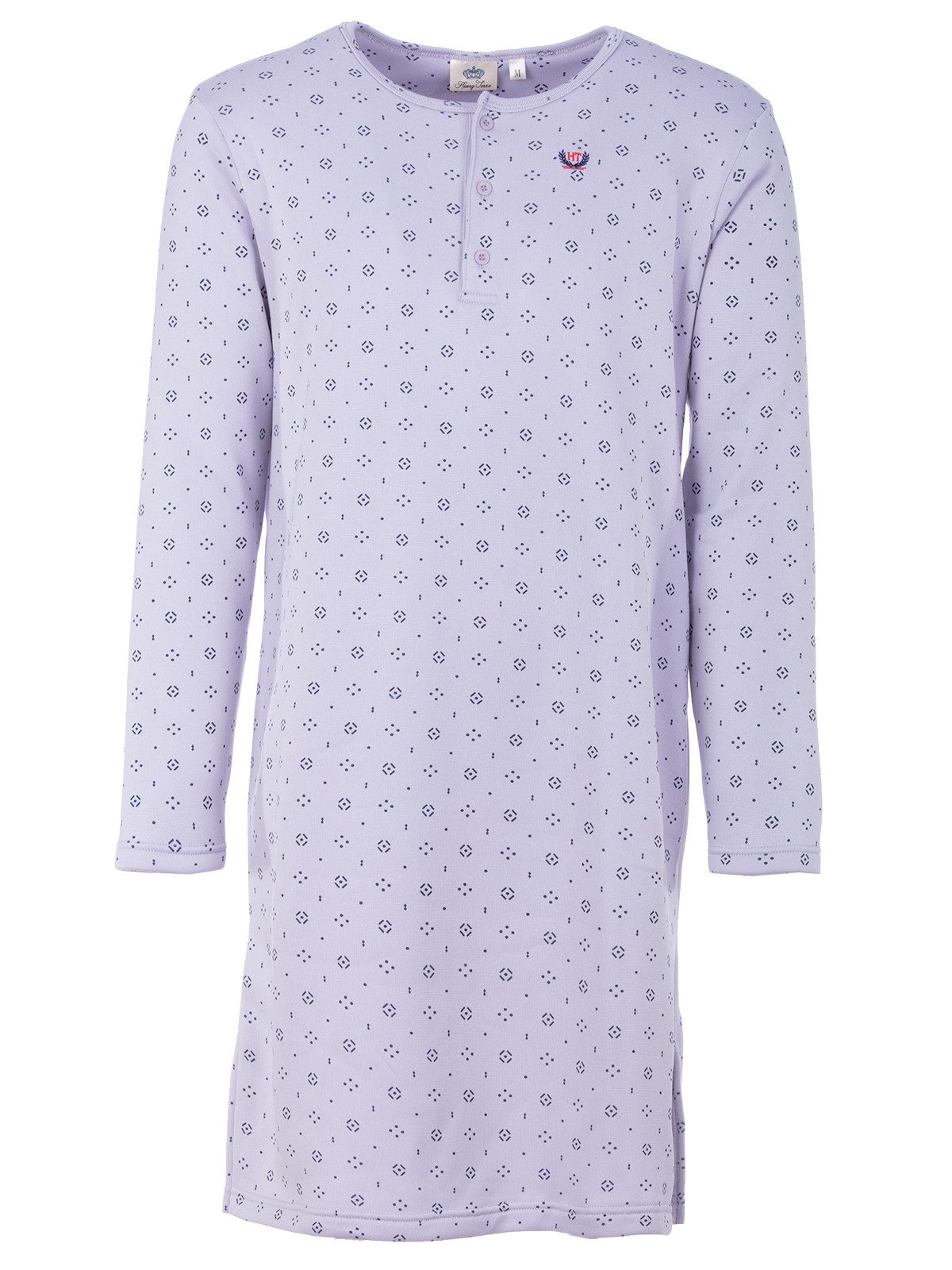 Henry Terre Nachthemd Aaron langarm - Thermo-Komfort Baumwollmix mit Print Henley-Knopfleist