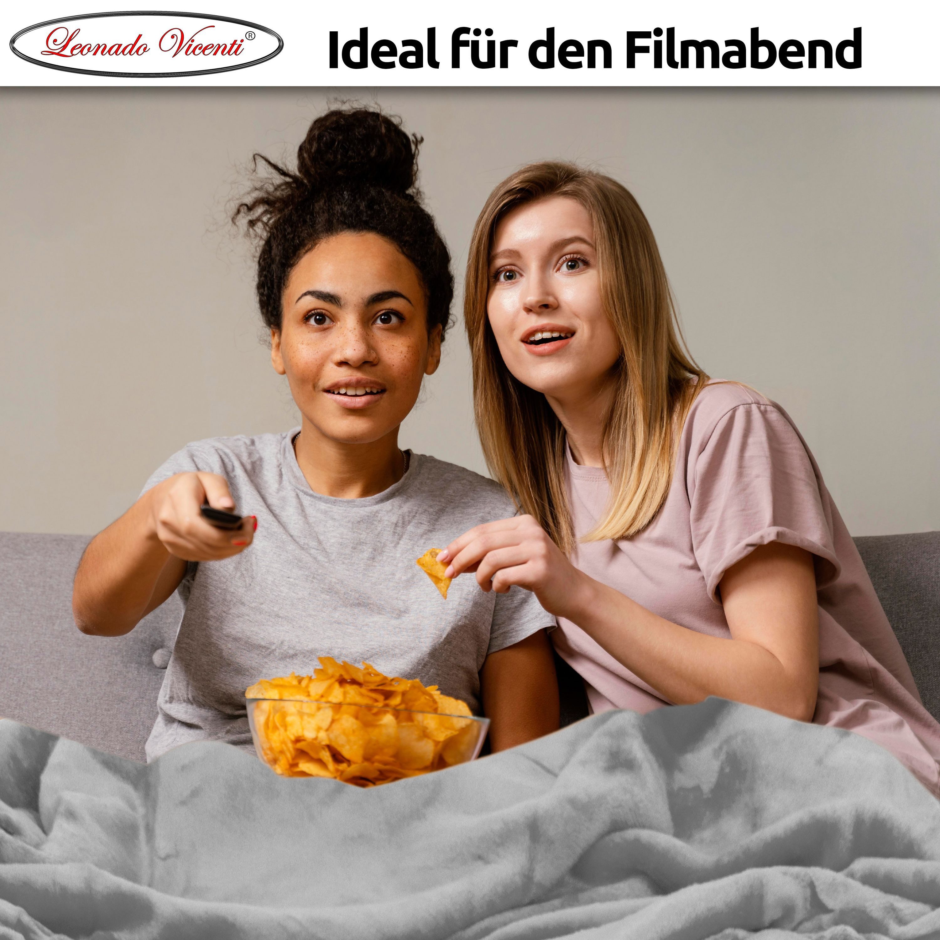 Wohndecke kuschelig warm 150x200, 220x240 oder 270x230, Leonado Vicenti, Kuscheldecke flauschig weich, Einfarbig – Bild 2 von 5