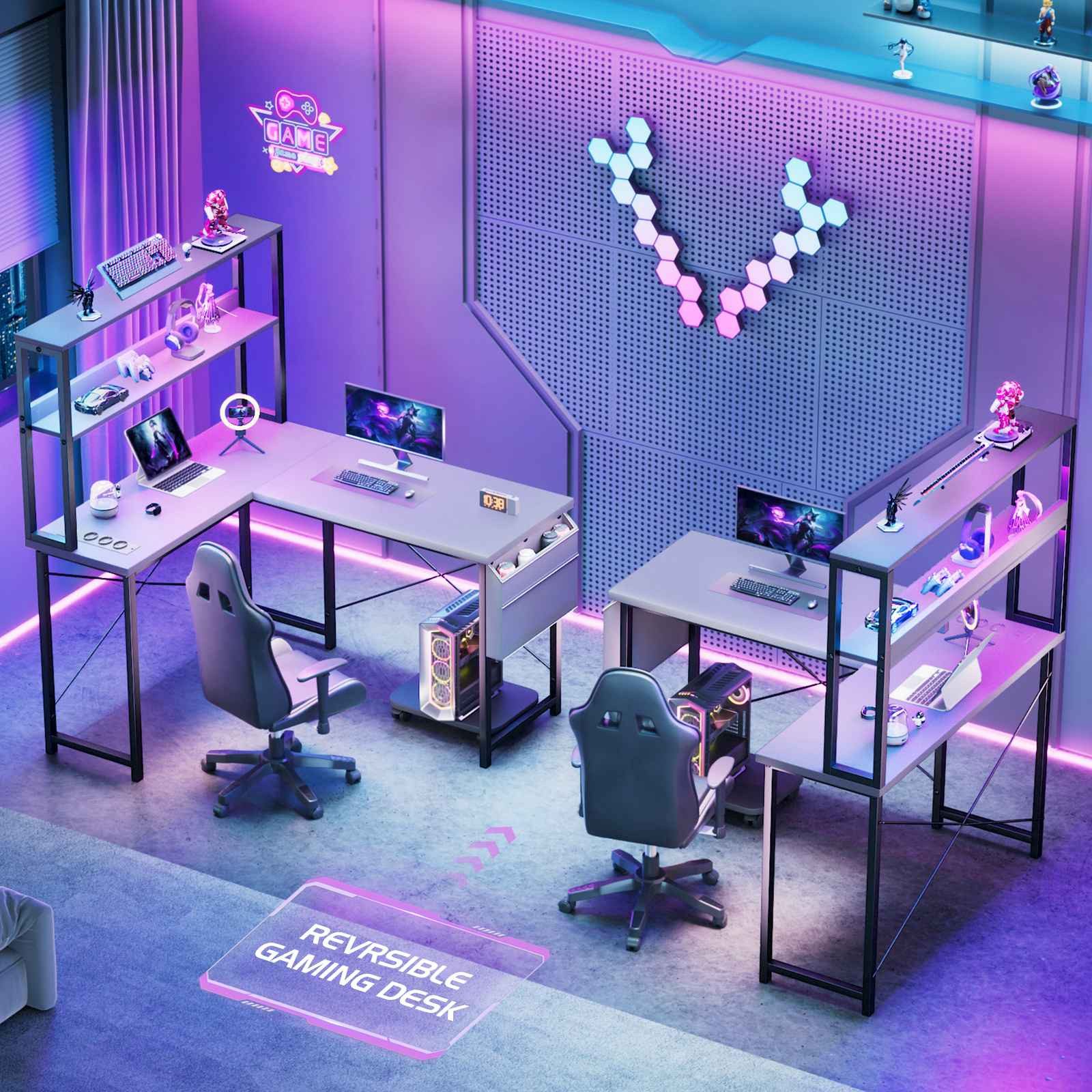 BBWL Computertisch Doppelstock-Computertisch mit RGB-LED, integrierter günstig online kaufen