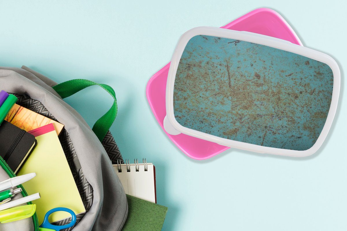 - Snackbox, Kunststoff Kinder, für Mädchen, Brotdose Türkis, Lunchbox (2-tlg), - rosa Kunststoff, Metall Rost Erwachsene, Brotbox MuchoWow