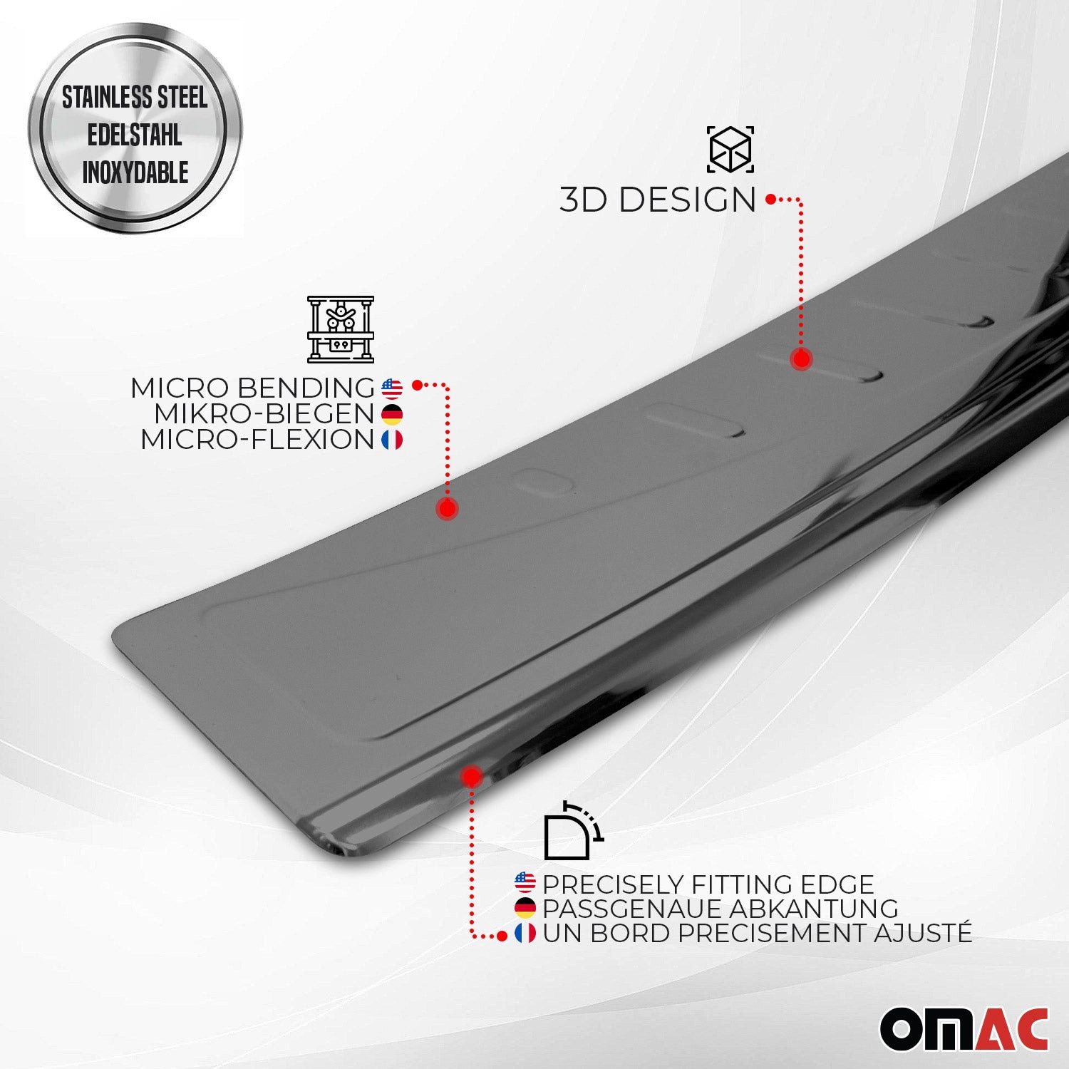 OMAC Ladekantenschutz Stoßstange für VW Tiguan II / Allspace 2016-2024 Chrom Dunkel, Zubehör für VW Tiguan II AD1 2016-2024, Langlebig,Einfache Reinigung,Einfache Installation,Rostbeständig