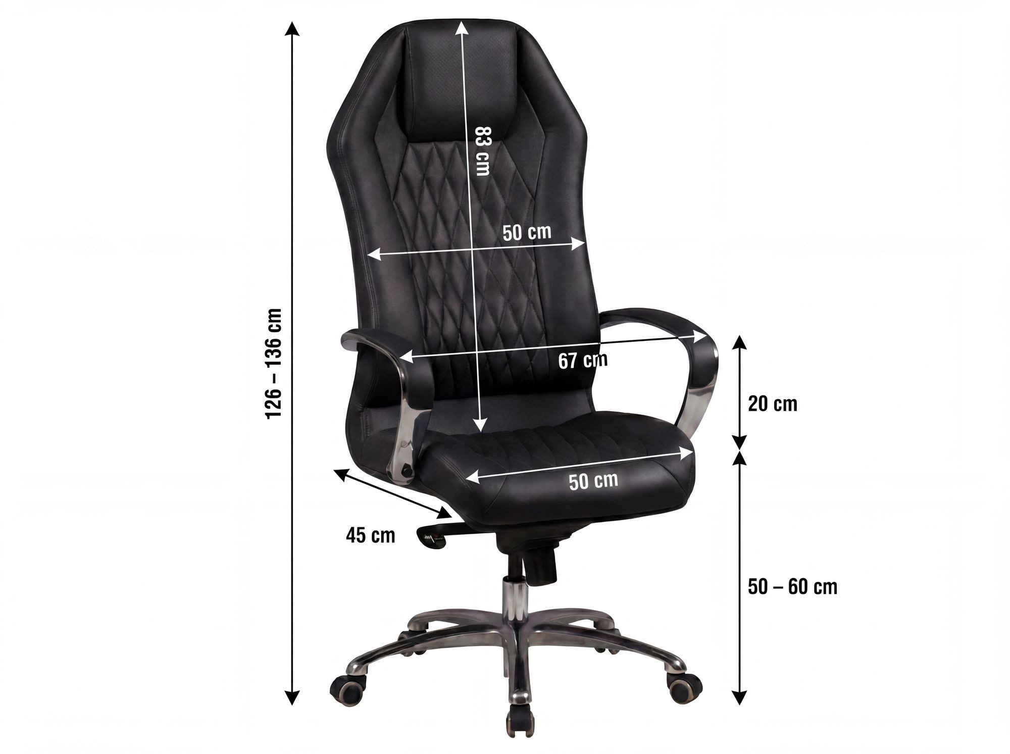 FINEBUY Chefsessel Bürostuhl MONTEREY Echtleder Schreibtischstuhl Drehstuhl (Schreibtischstuhl Hohe Rückenlehne mit Kopfstütze), Bürostuhl MONTEREY Echtleder Schwarz 120KG