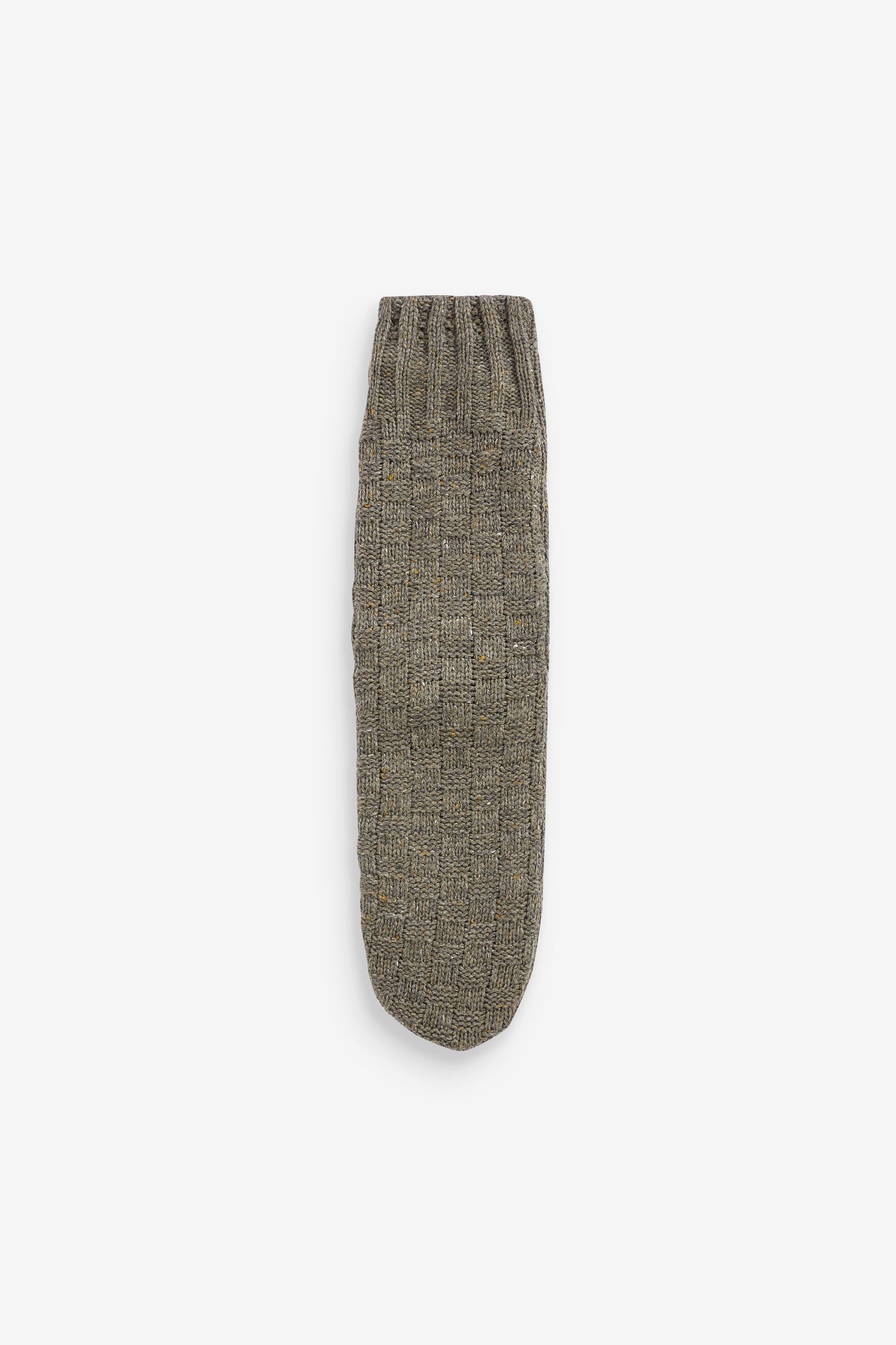 (1-Paar) Next Neutral Slipper-Socken Zopfmuster Weave Texture mit Basket Haussocken