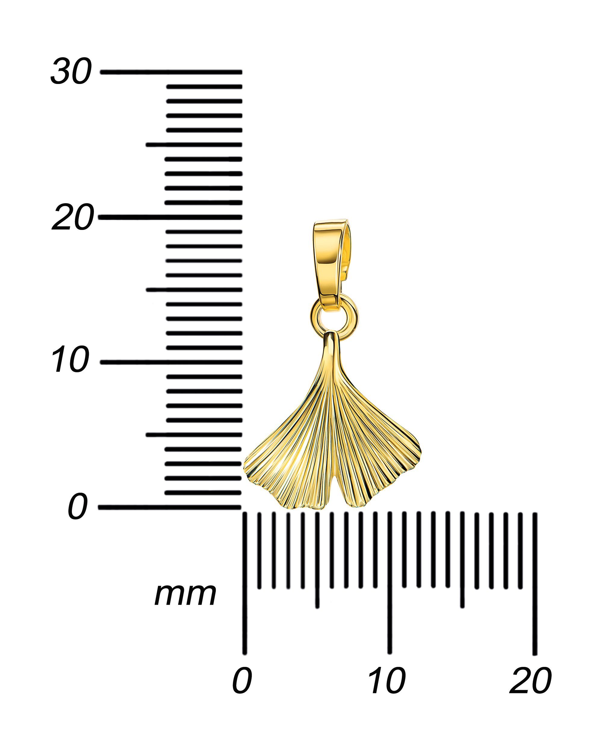 Germany Made in (Goldanhänger, 70 Kette mit Anhänger Damen), 36 Länge für Gold Anhänger - Kette 585 - cm. wählbar vergoldet- Mit JEVELION Ginkgo