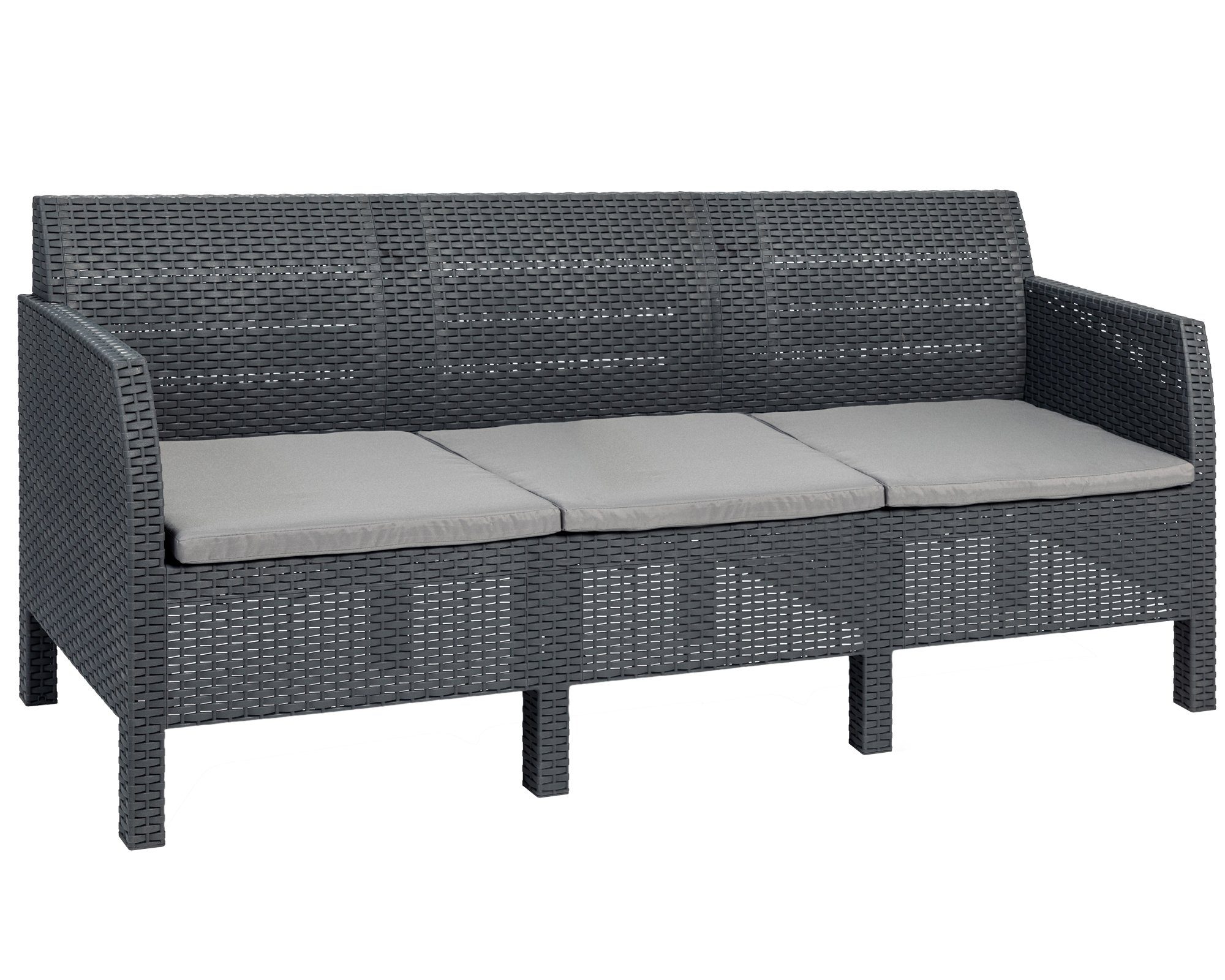 ONDIS24 Gartenlounge-Bank Lounge Sofa 3-Sitzer Madrid, UV-&  witterungsbeständig, 187 x 65 x 75 (H) cm, 16 kg