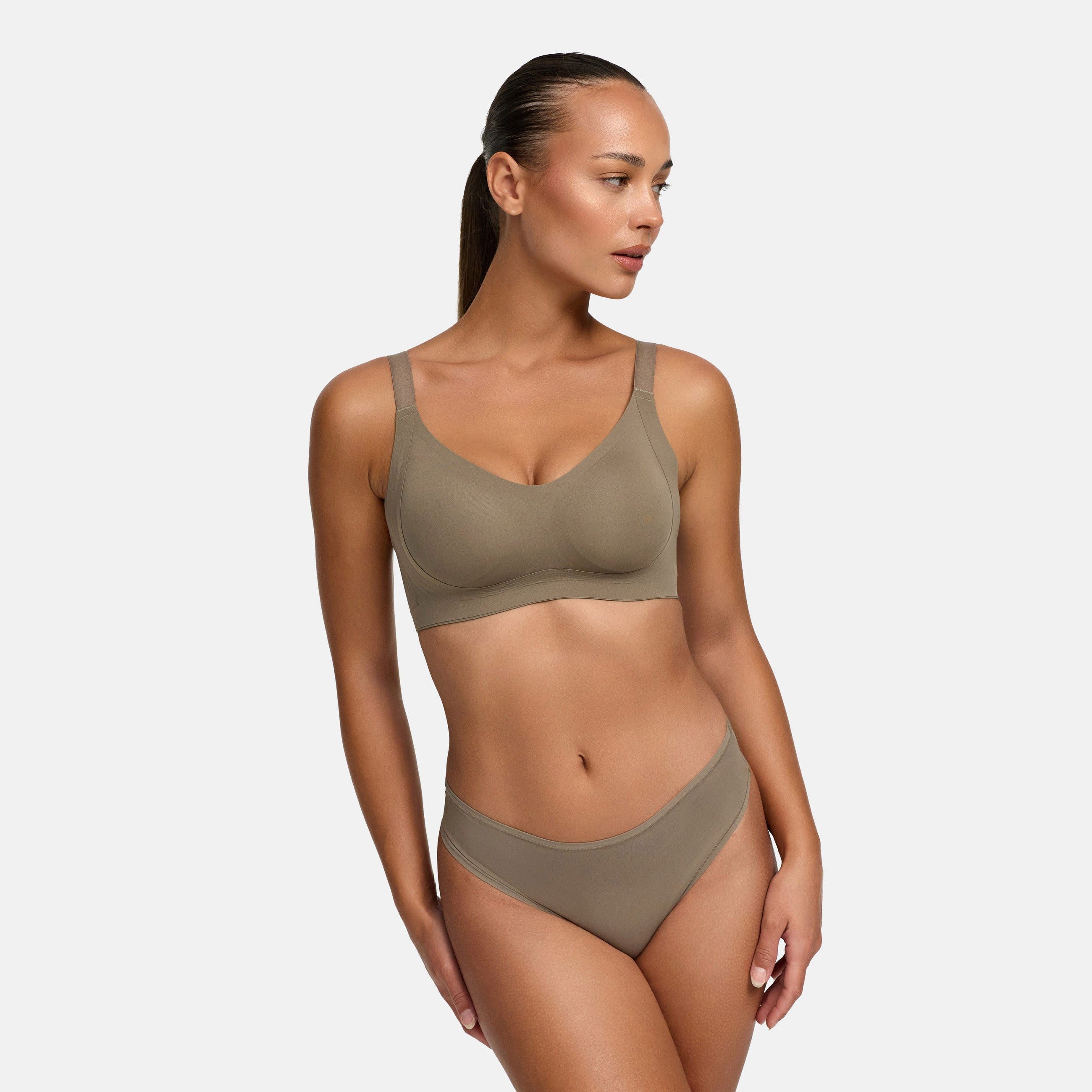 cfab (creamy fabrics) Bügelloser BH Seamless Compact Push-Up BH-Taupe-S (1-tlg)